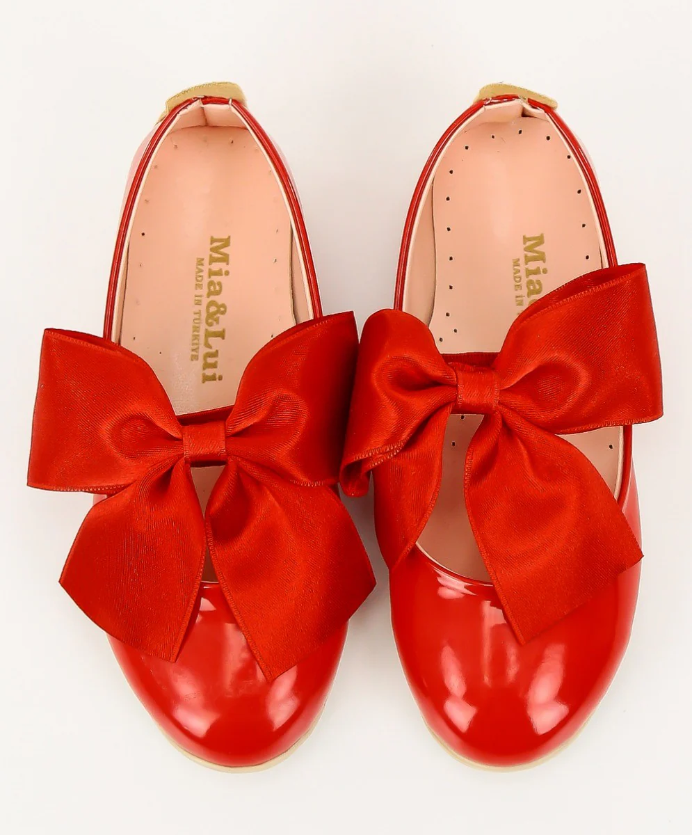 Girls Patent Flat Mary Jane Shoes - ELENA - Red - Image 5