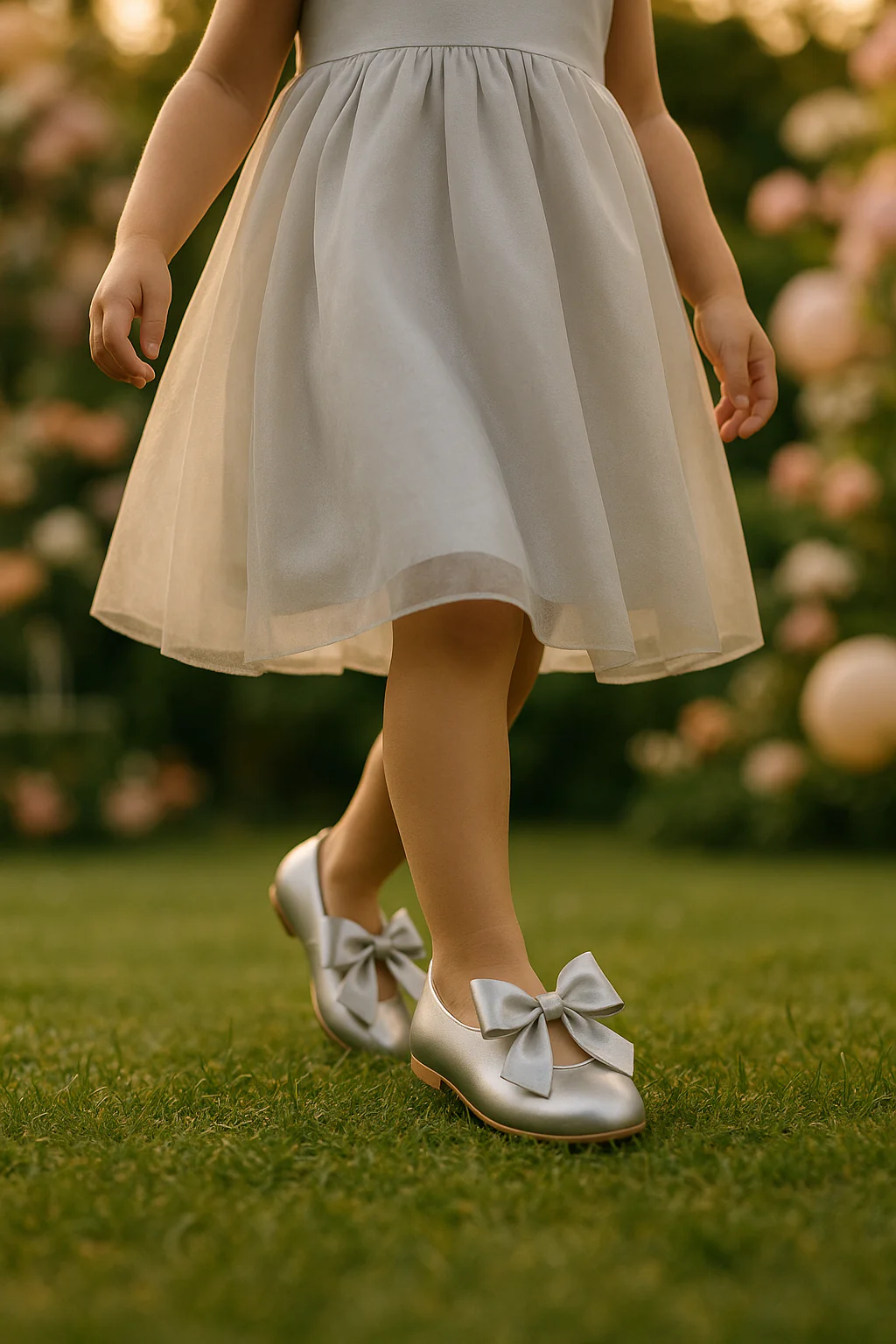 Girls Patent Flat Mary Jane Shoes - ELENA - Silver - Image 2