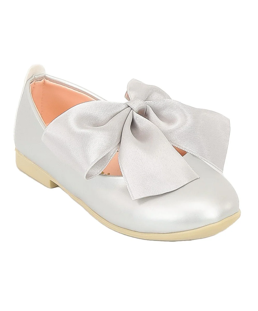 Girls Patent Flat Mary Jane Shoes - ELENA - Silver - Image 3