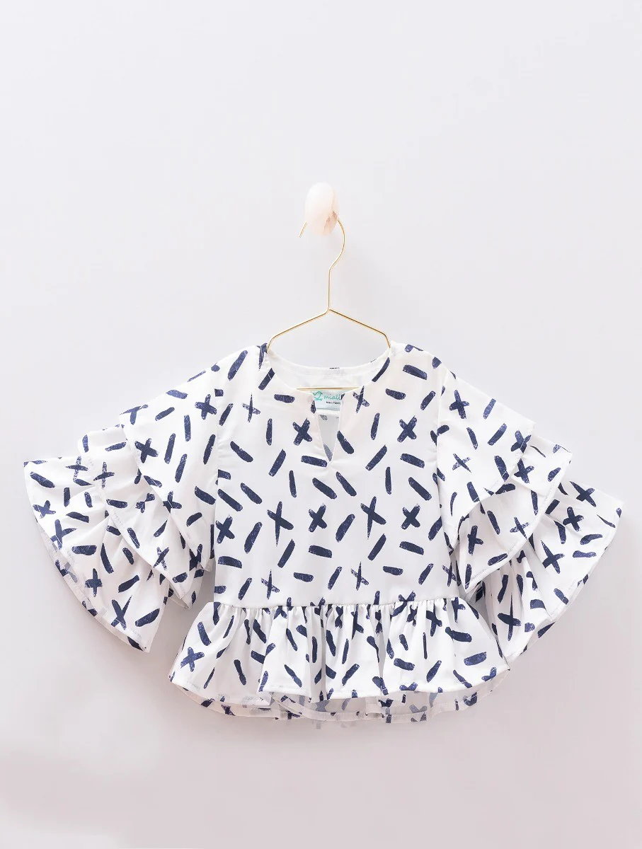 Girls Summer Navy & White Set - MIALIA - White - Navy Blue - Image 4