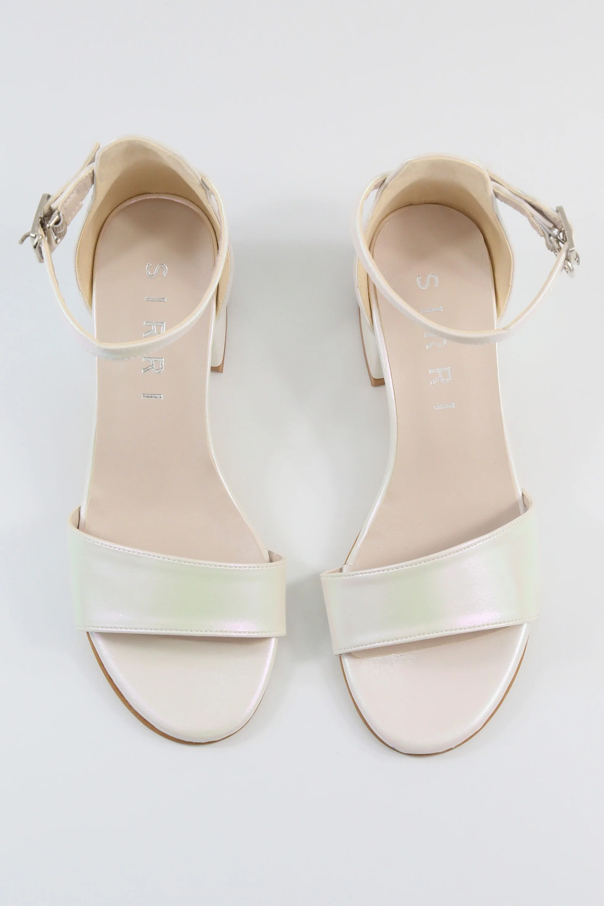 Girls Ankle-Strap Iridescent Block Heels Sandals - GRACE - Ivory - Image 3