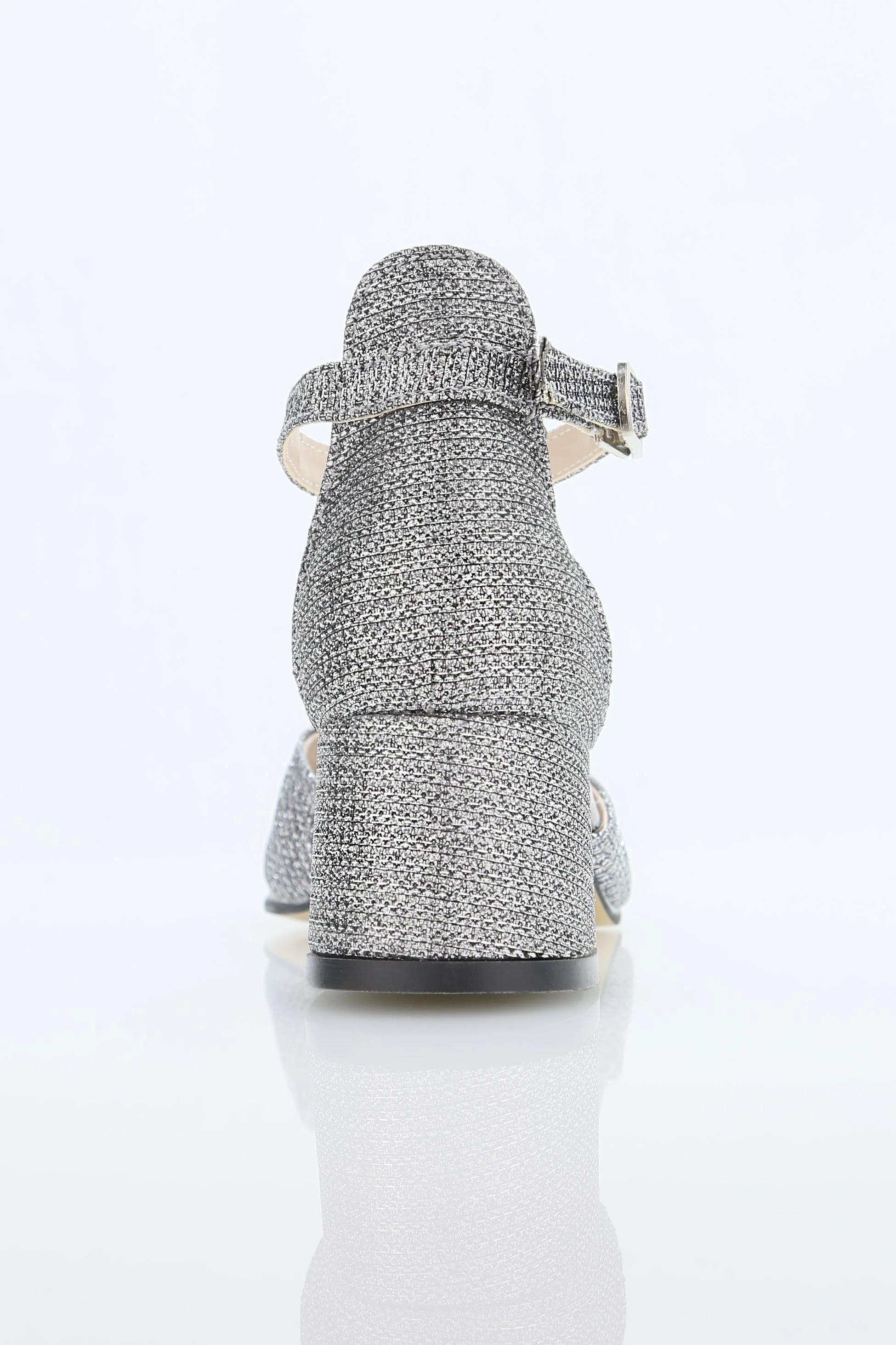 Girls' Ankle Strap White Block Heel Shoes – ELISE - Platinum - Image 5
