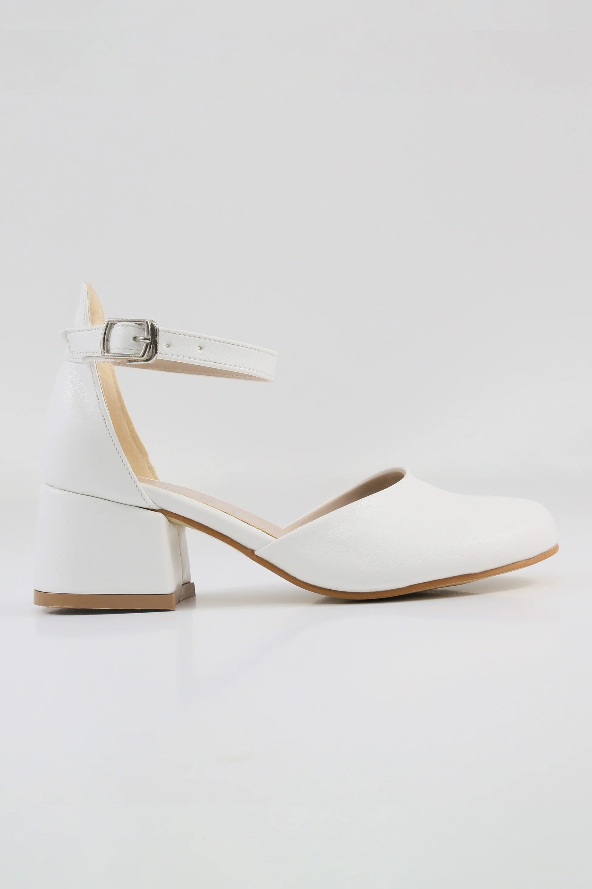 Girls' Ankle Strap White Block Heel Shoes – ELISE - White - Image 5