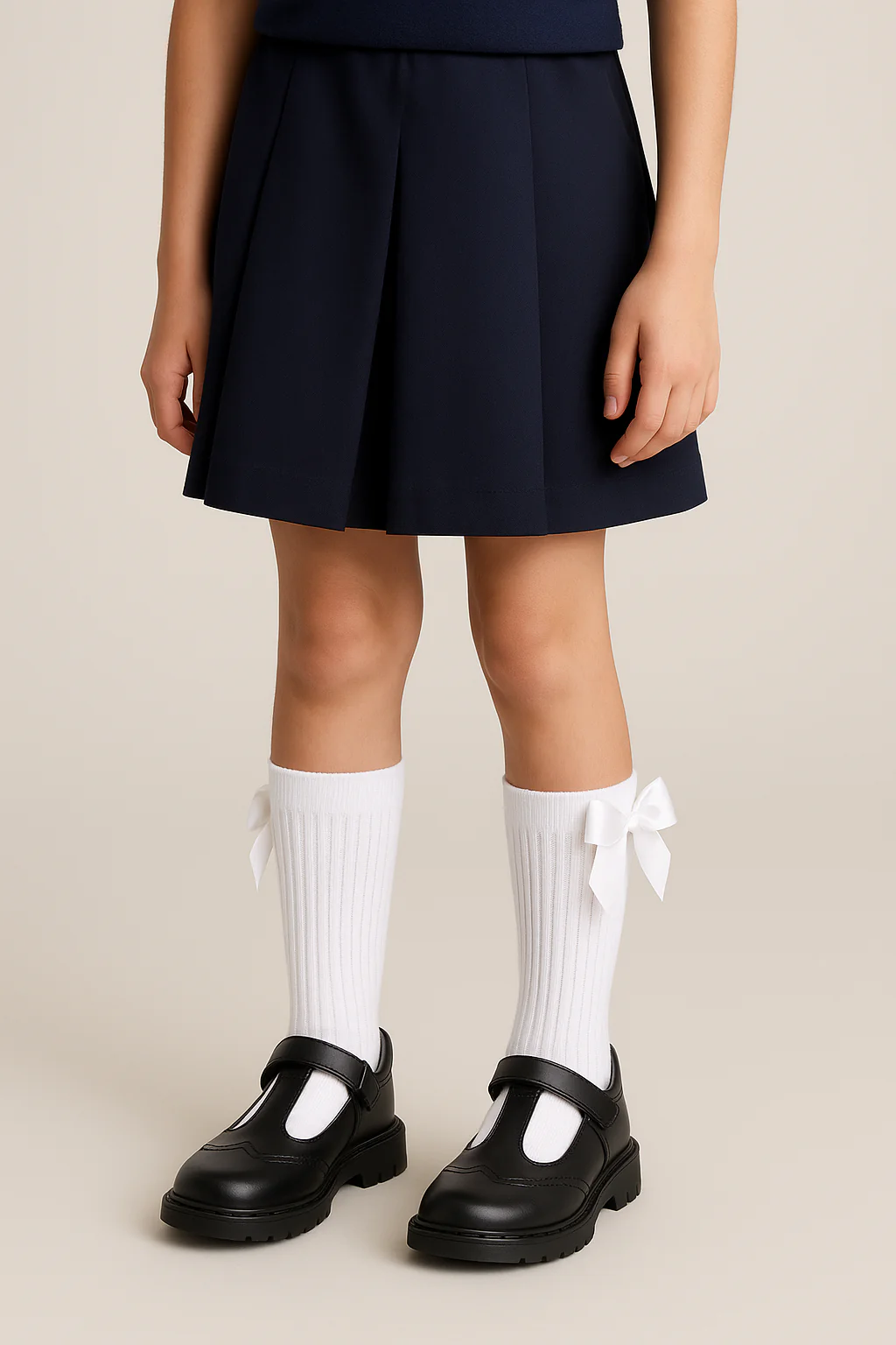 Girls Black Brogue Mary Jane Platform School Shoes - Mat Black - Image 6