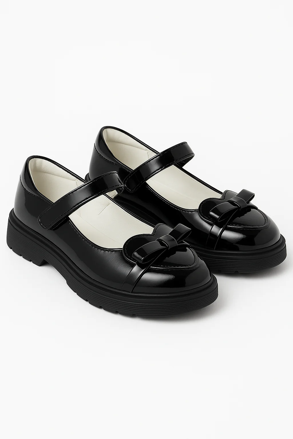 Girls Black Patent Mary Jane Dress Shoes with Bow - Image 3