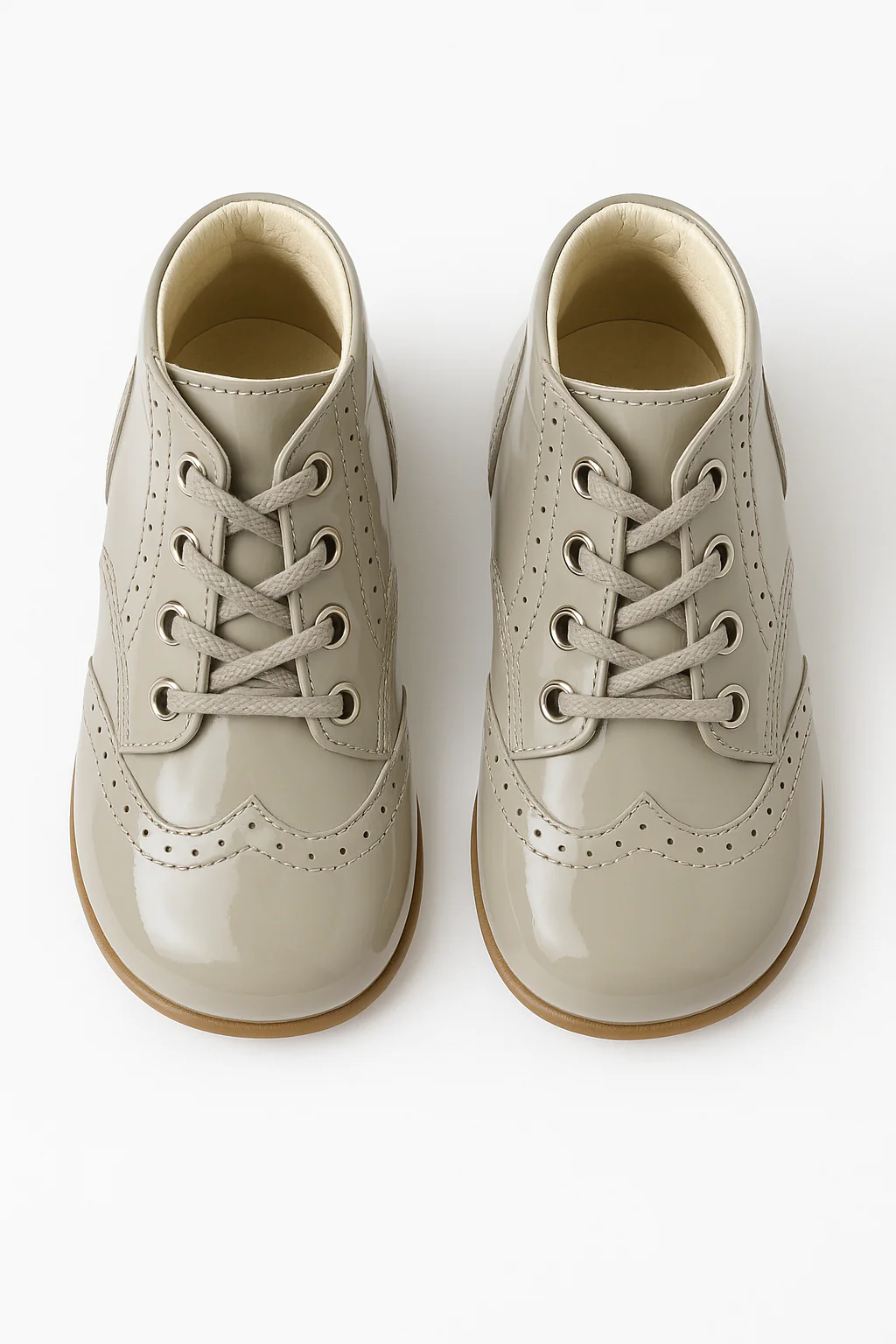 Unisex Kids Patent Leather Brogue Ankle Boots - QUINN - Grey - Image 2