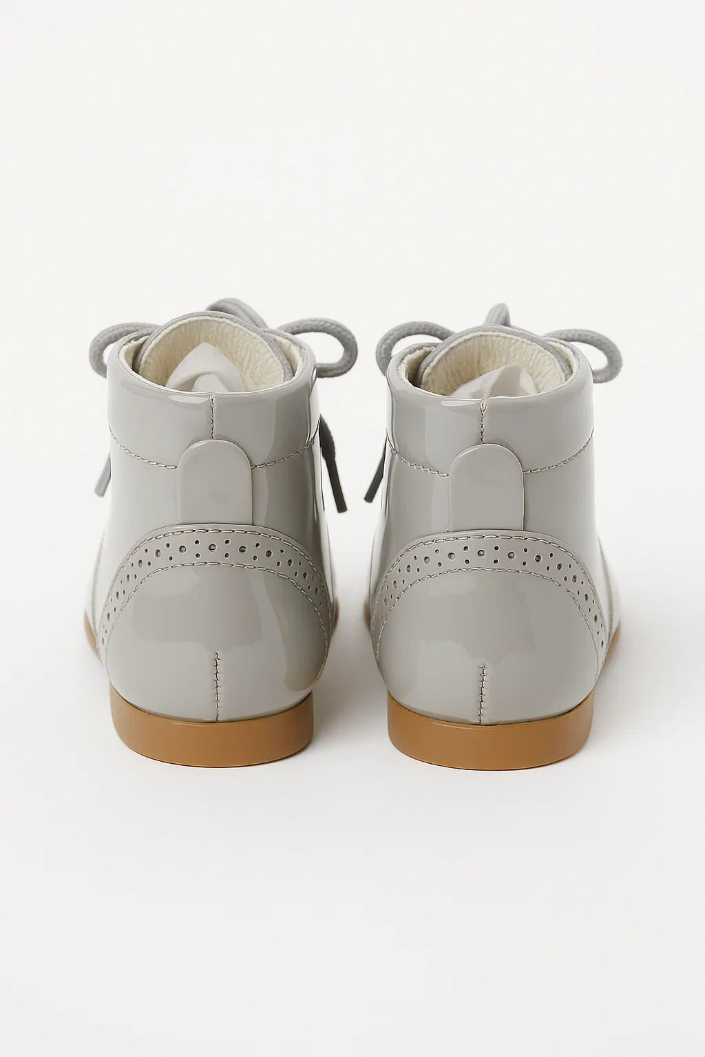 Unisex Kids Patent Leather Brogue Ankle Boots - QUINN - Grey - Image 4