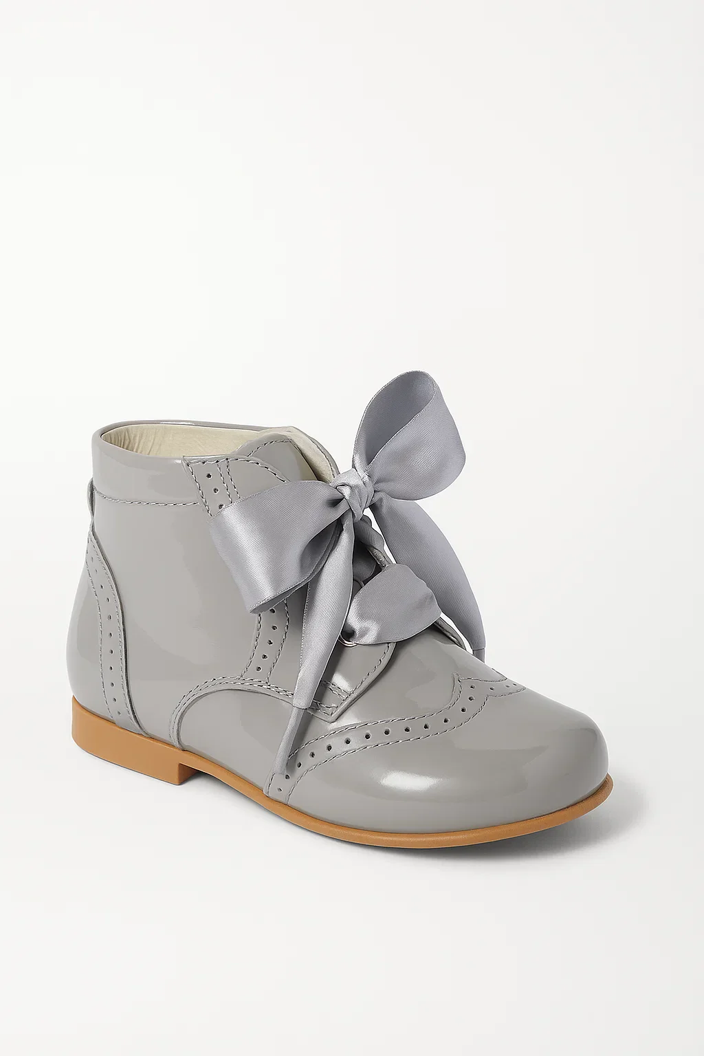 Unisex Kids Patent Leather Brogue Ankle Boots - QUINN - Grey - Image 5