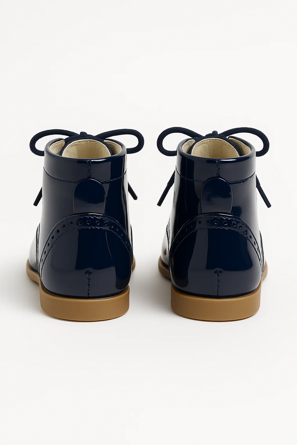 Unisex Kids Patent Leather Brogue Ankle Boots - QUINN - Navy Blue - Image 4