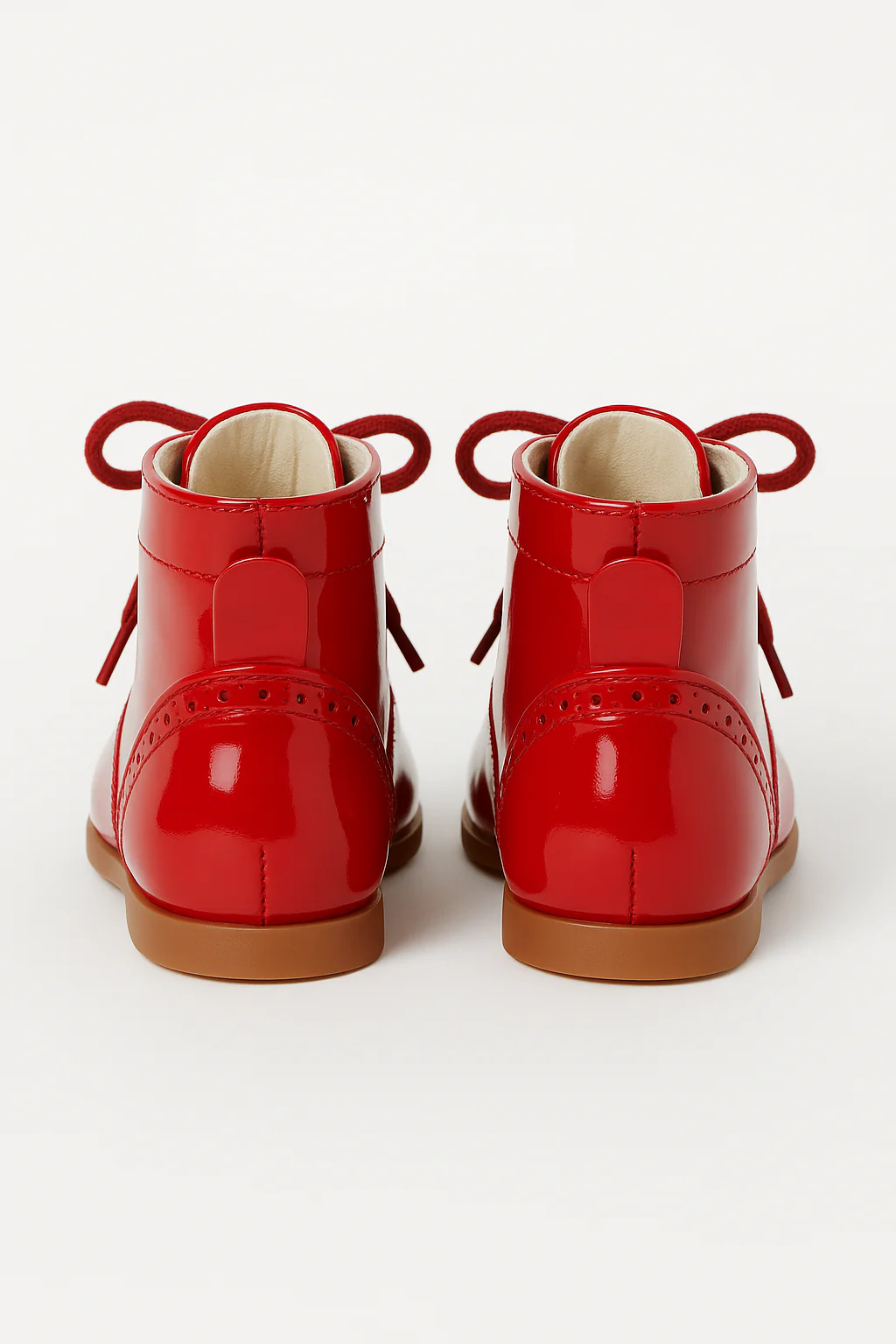 Unisex Kids Patent Leather Brogue Ankle Boots - QUINN - Red - Image 5