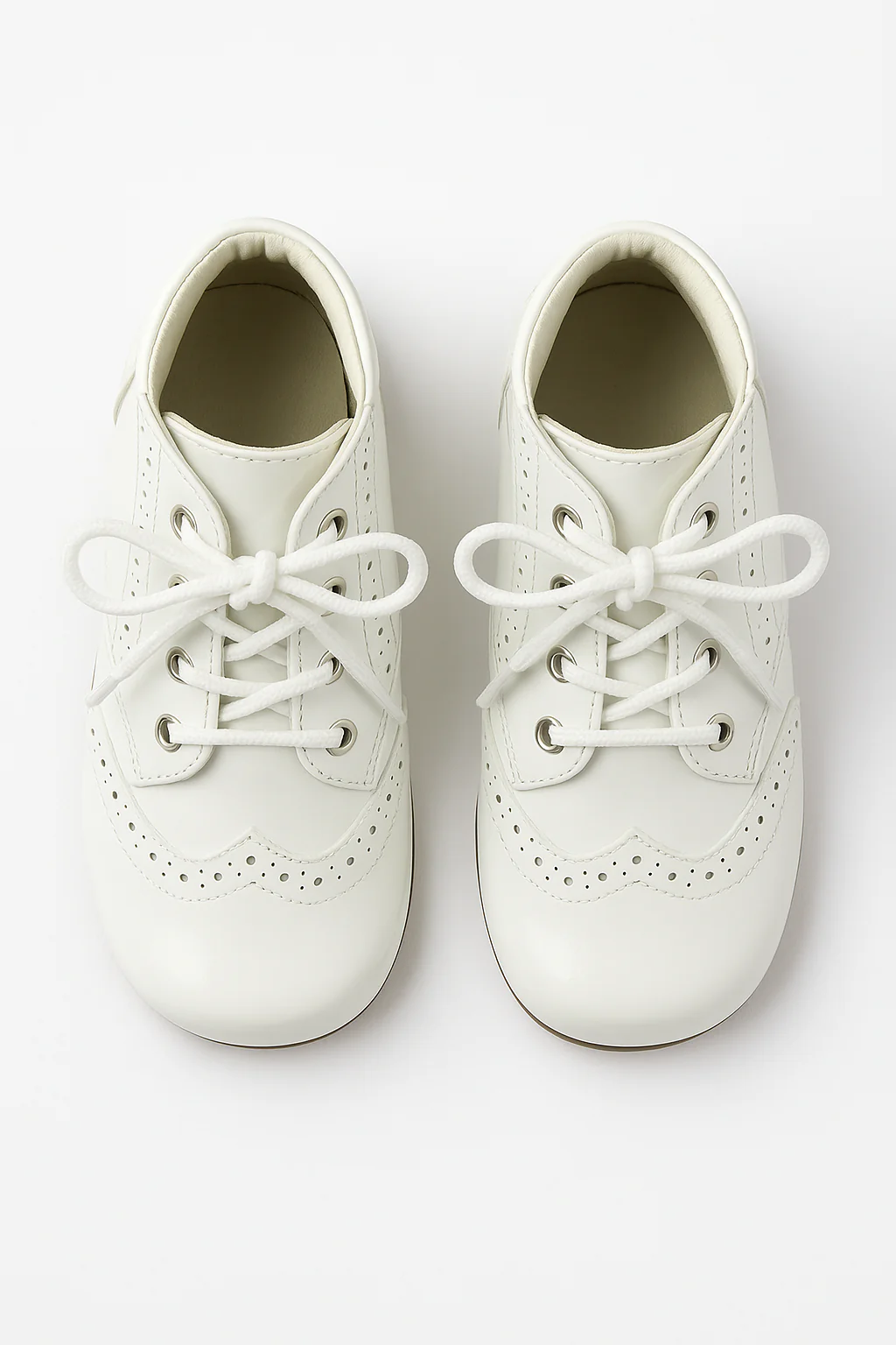 Unisex Kids Patent Leather Brogue Ankle Boots - QUINN - White - Image 2