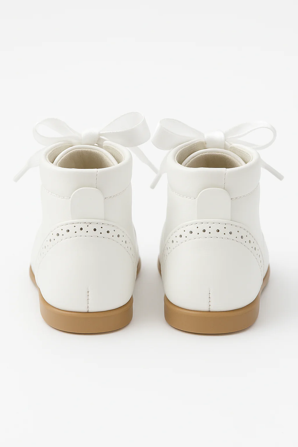 Unisex Kids Patent Leather Brogue Ankle Boots - QUINN - White - Image 4
