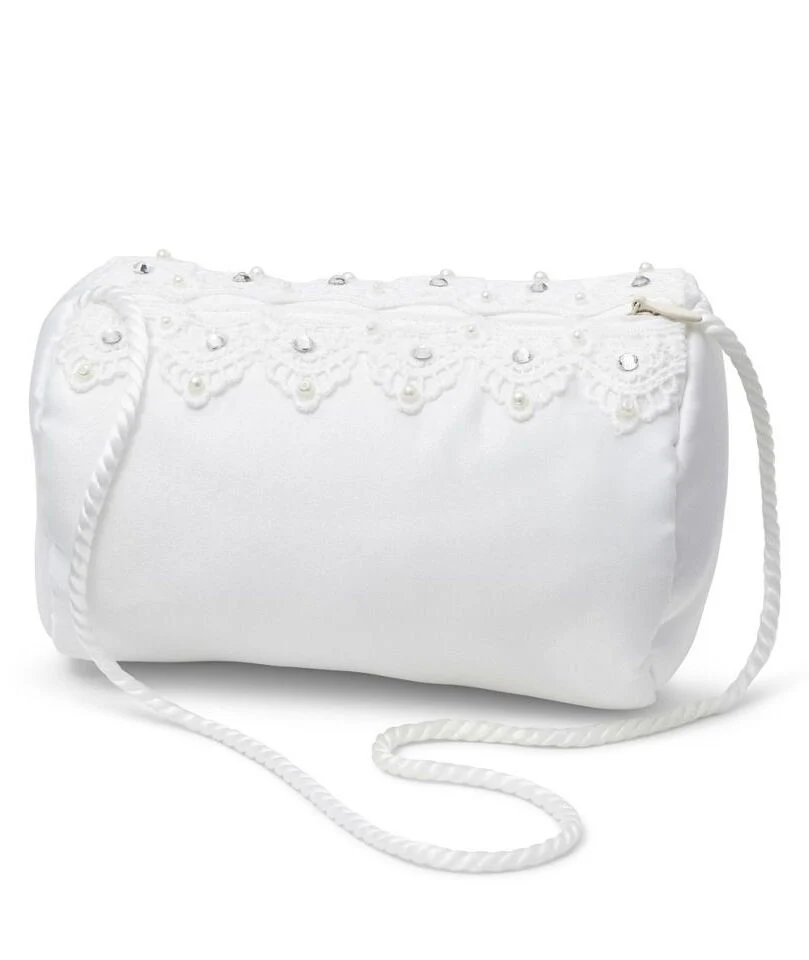 Girls Clutch Purse with Lace Detail – MB7704 - White - Image 2