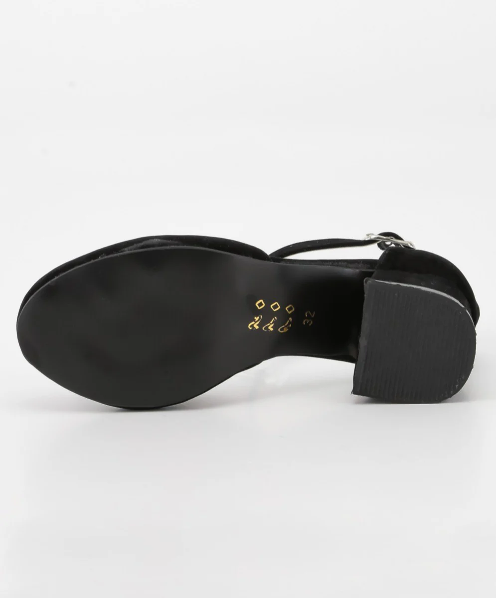 Girls Mary Jane Block Heel Shoes - Black - Image 6