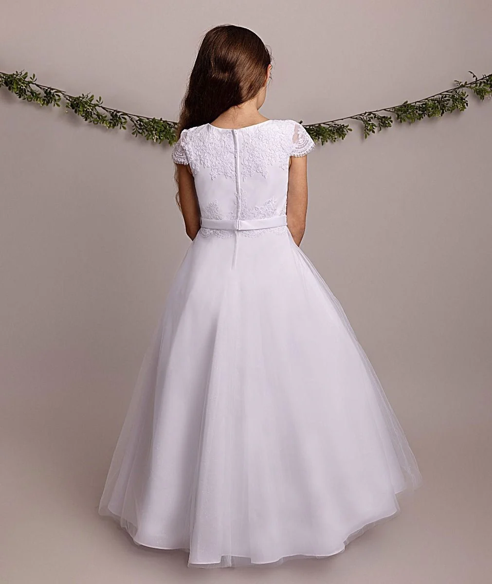 Girls Communion White Lace Dress - BILLIE - White - Image 3