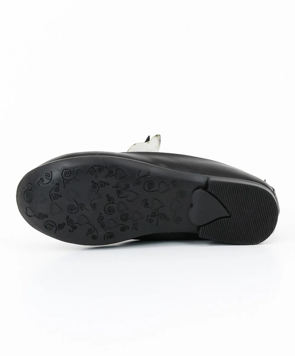 Girls Ballerina Butterfly Strap Flat Dress Shoes - Black - Image 5