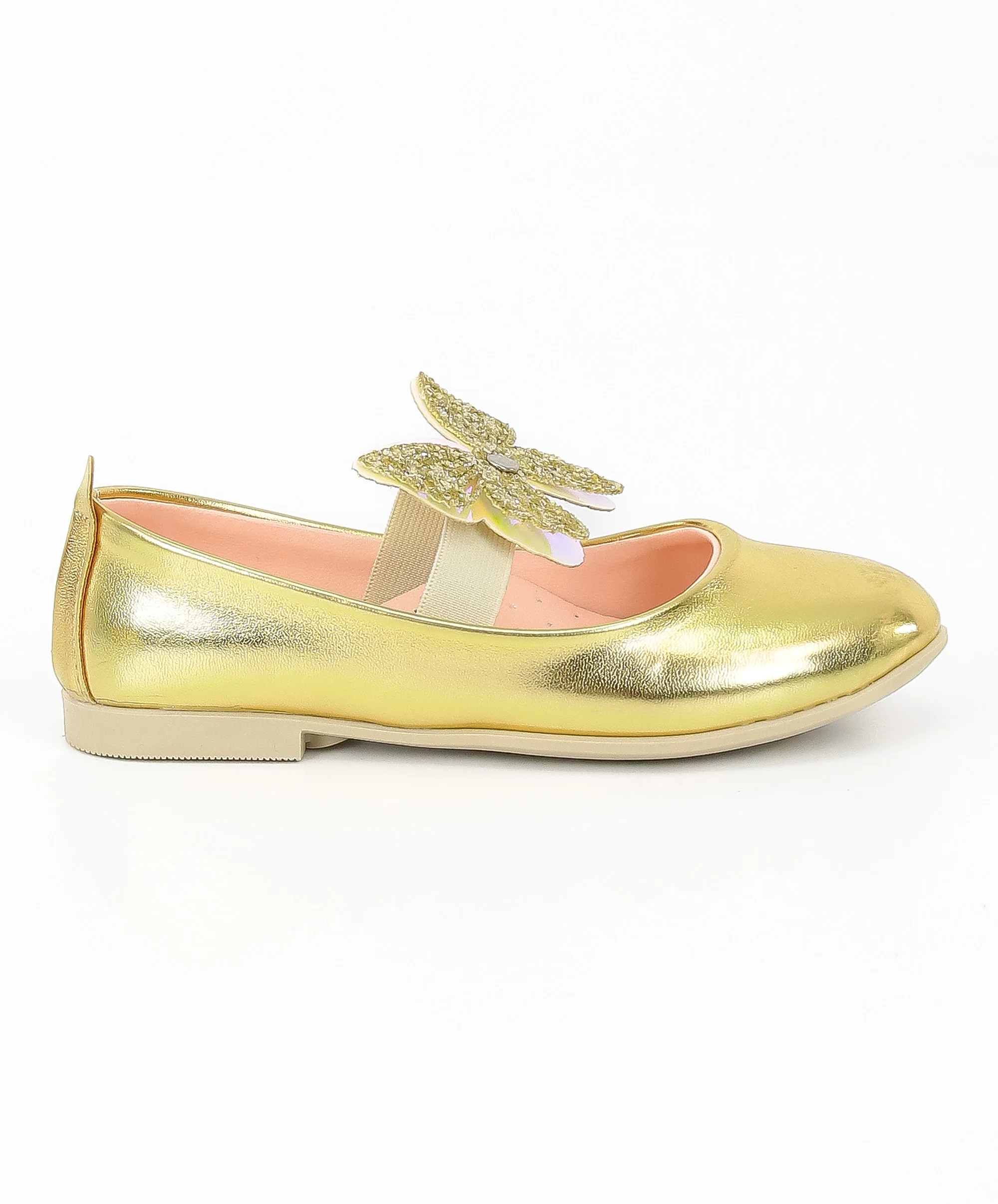 Girls Ballerina Butterfly Strap Flat Dress Shoes - Gold - Image 4