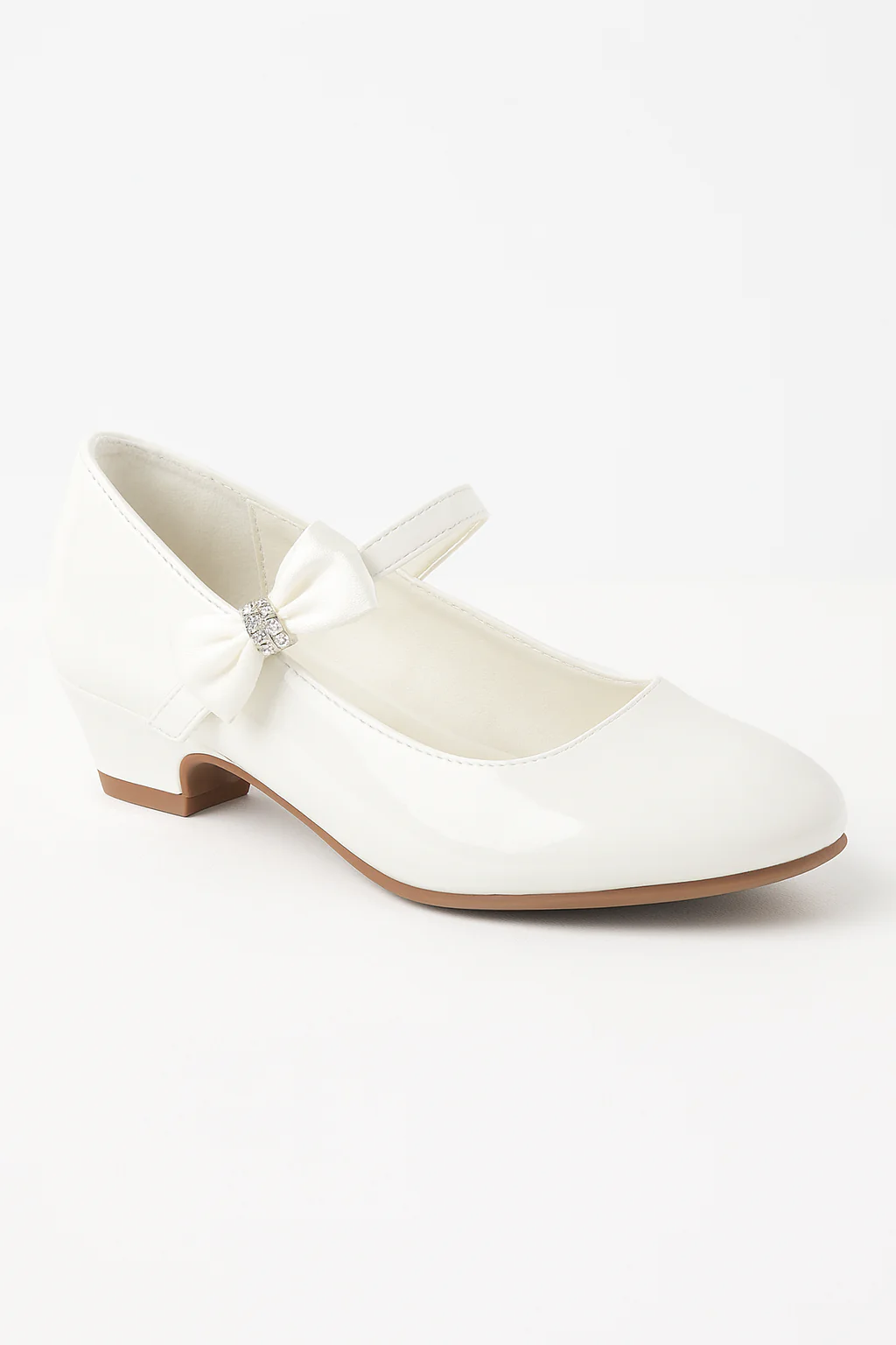 Girls Medium Heel Patent Mary Jane Shoes -DANIELLE - Ivory