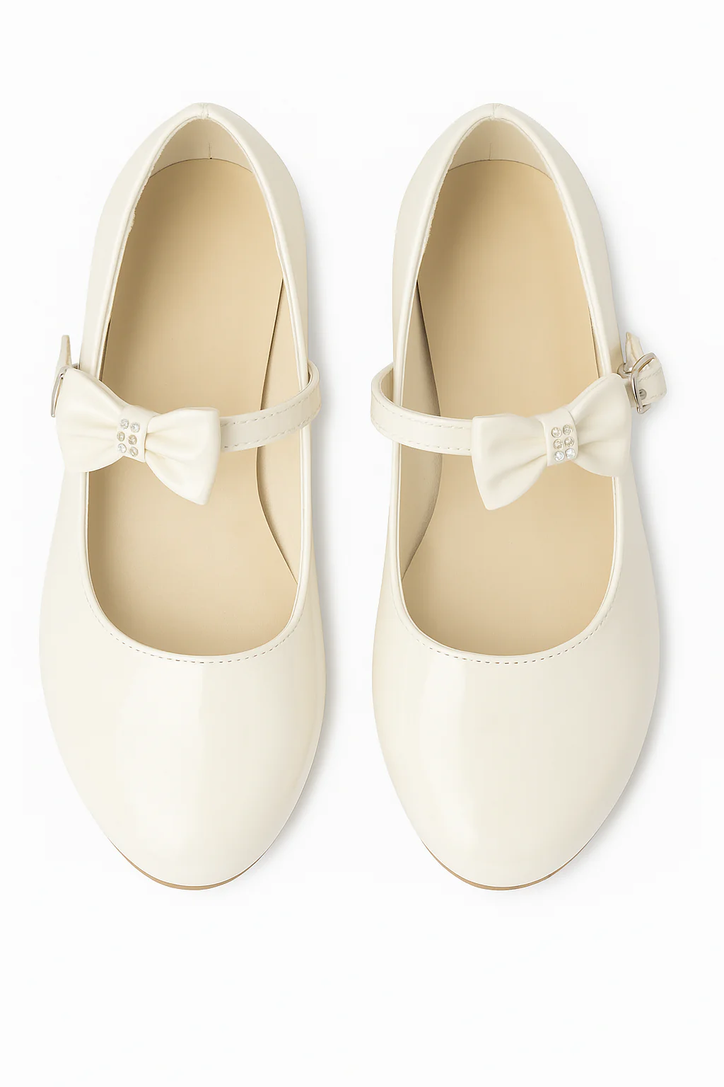 Girls Medium Heel Patent Mary Jane Shoes -DANIELLE - Ivory - Image 2