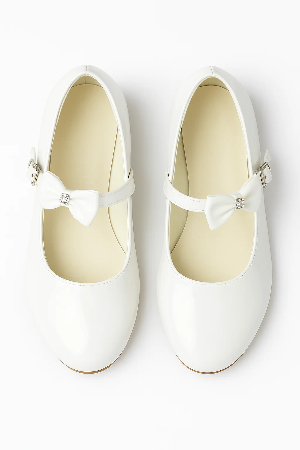 Girls Medium Heel Patent Mary Jane Shoes -DANIELLE - White - Image 2