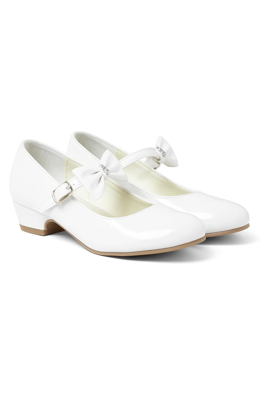 Girls Medium Heel Patent Mary Jane Shoes -DANIELLE - White - Image 3