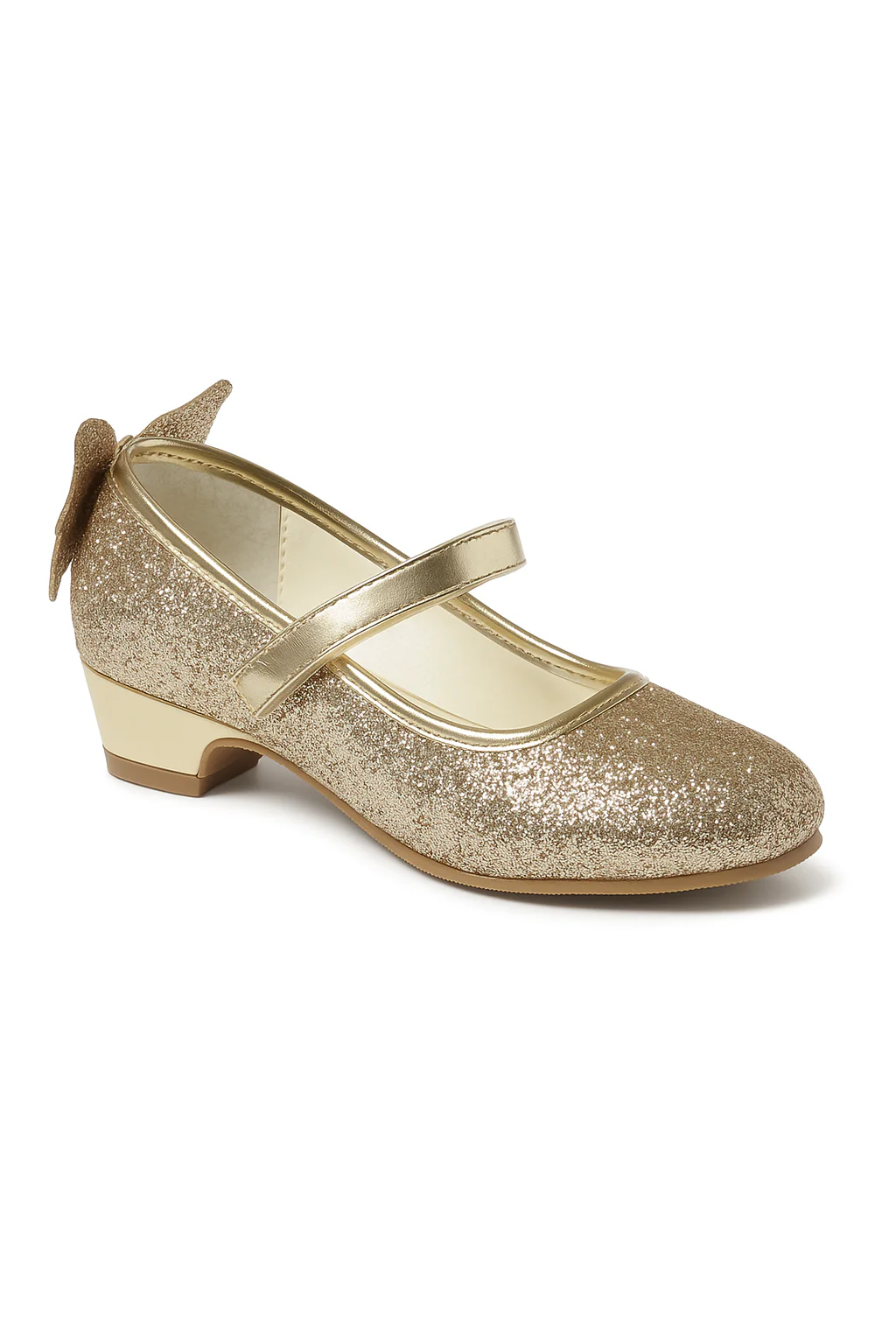 Girls' Sparkly Medium Heel Mary Jane Ankle Strap Shoes - ANNA - Gold