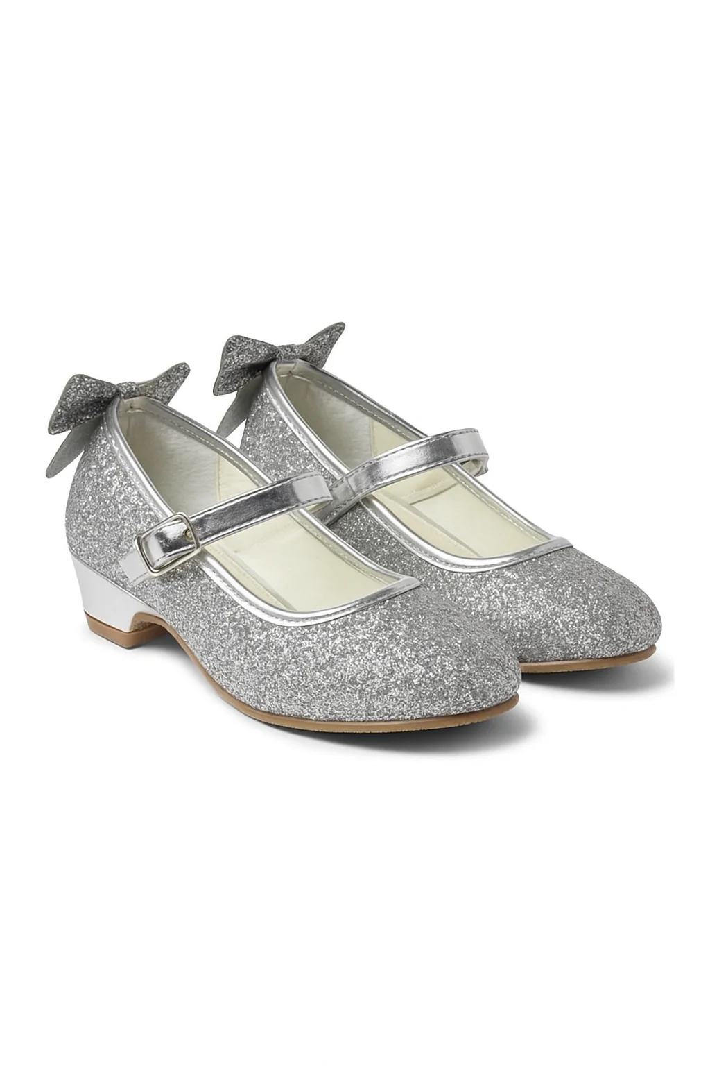 Girls' Sparkly Medium Heel Mary Jane Ankle Strap Shoes - ANNA - Silver - Image 2