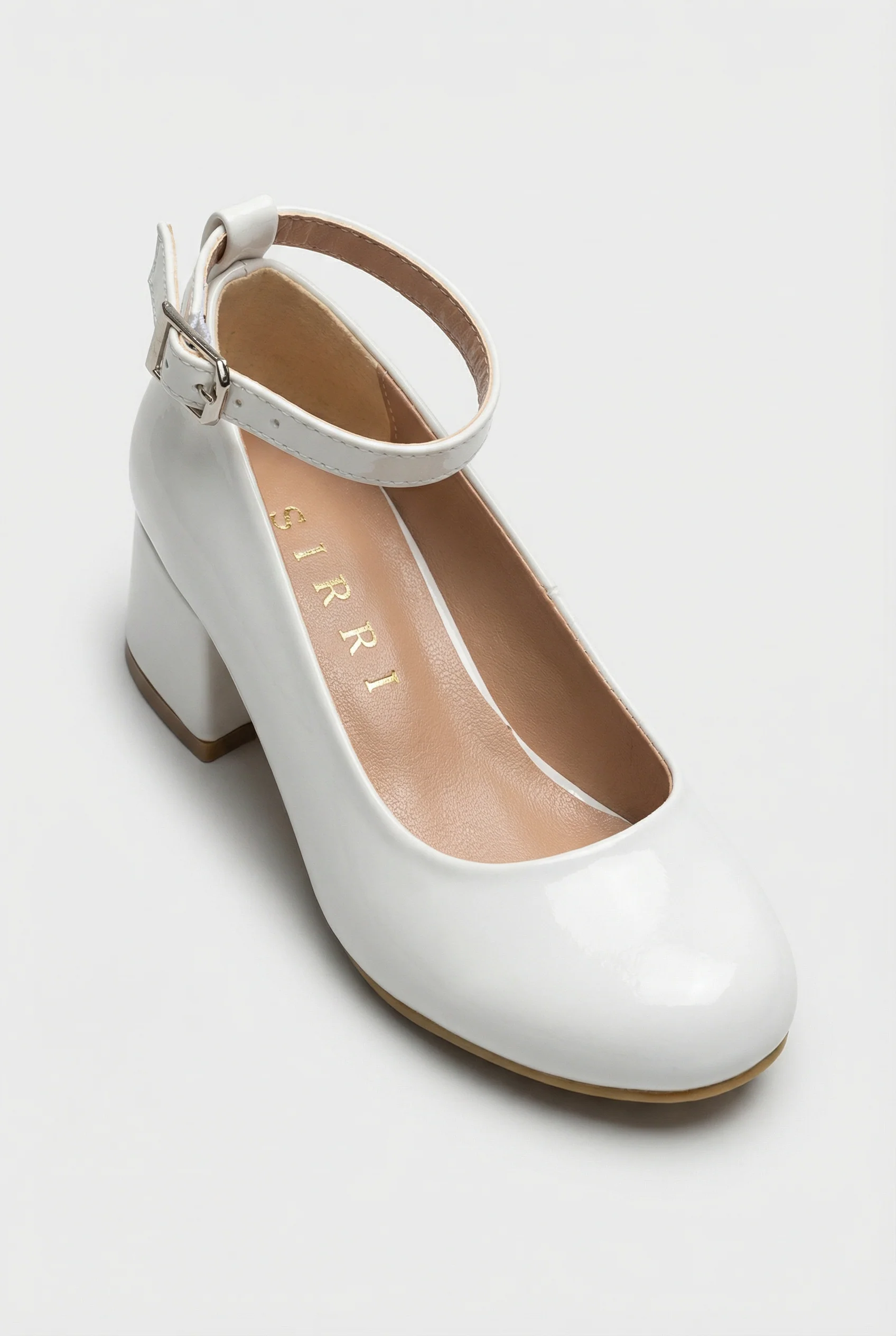 Girls Block Heal Mary Jane Dresss Shoes - MIRAGE - White