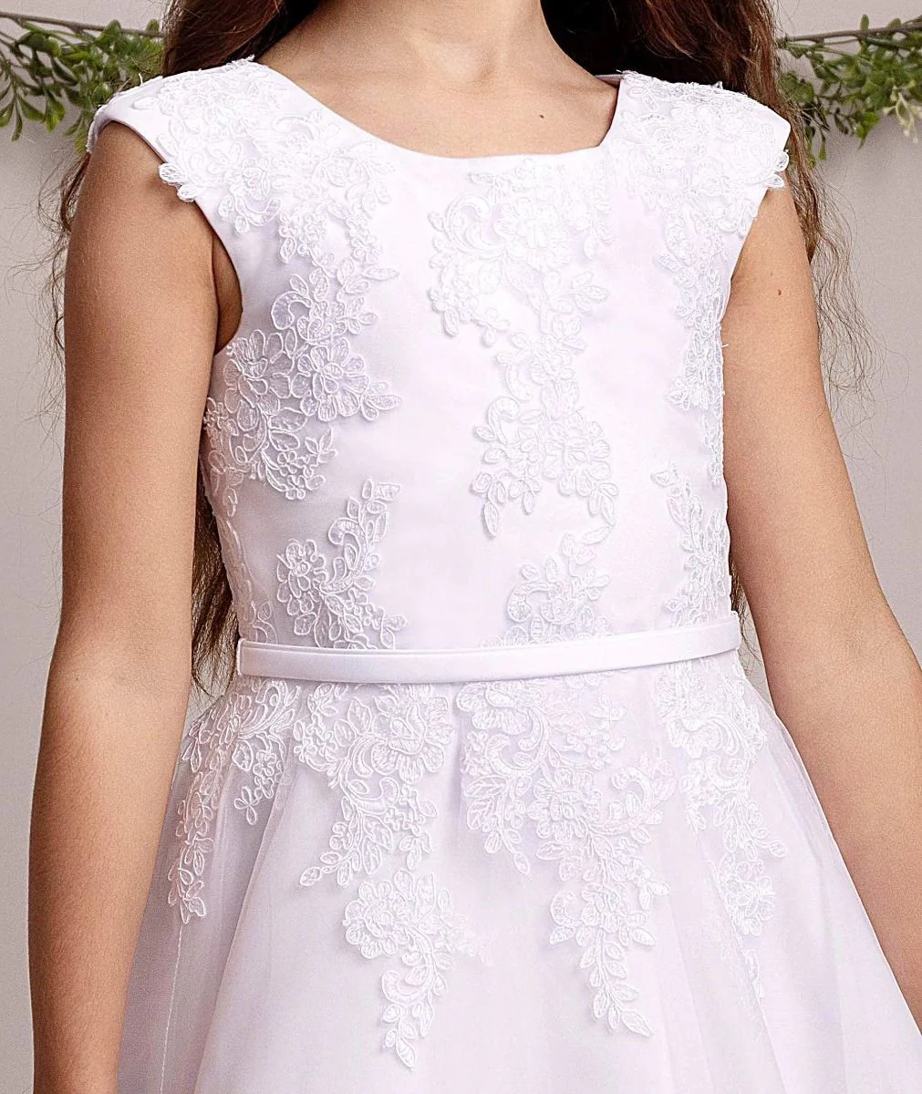 Girls Full-Length White Lace Dress – TIFFANY - White - Image 4