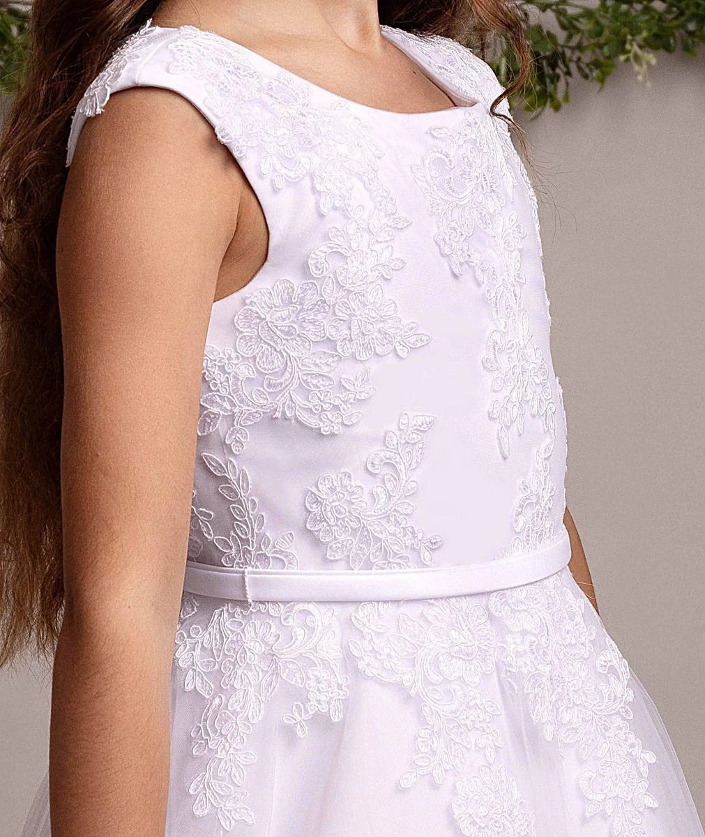 Girls Full-Length White Lace Dress – TIFFANY - White - Image 5