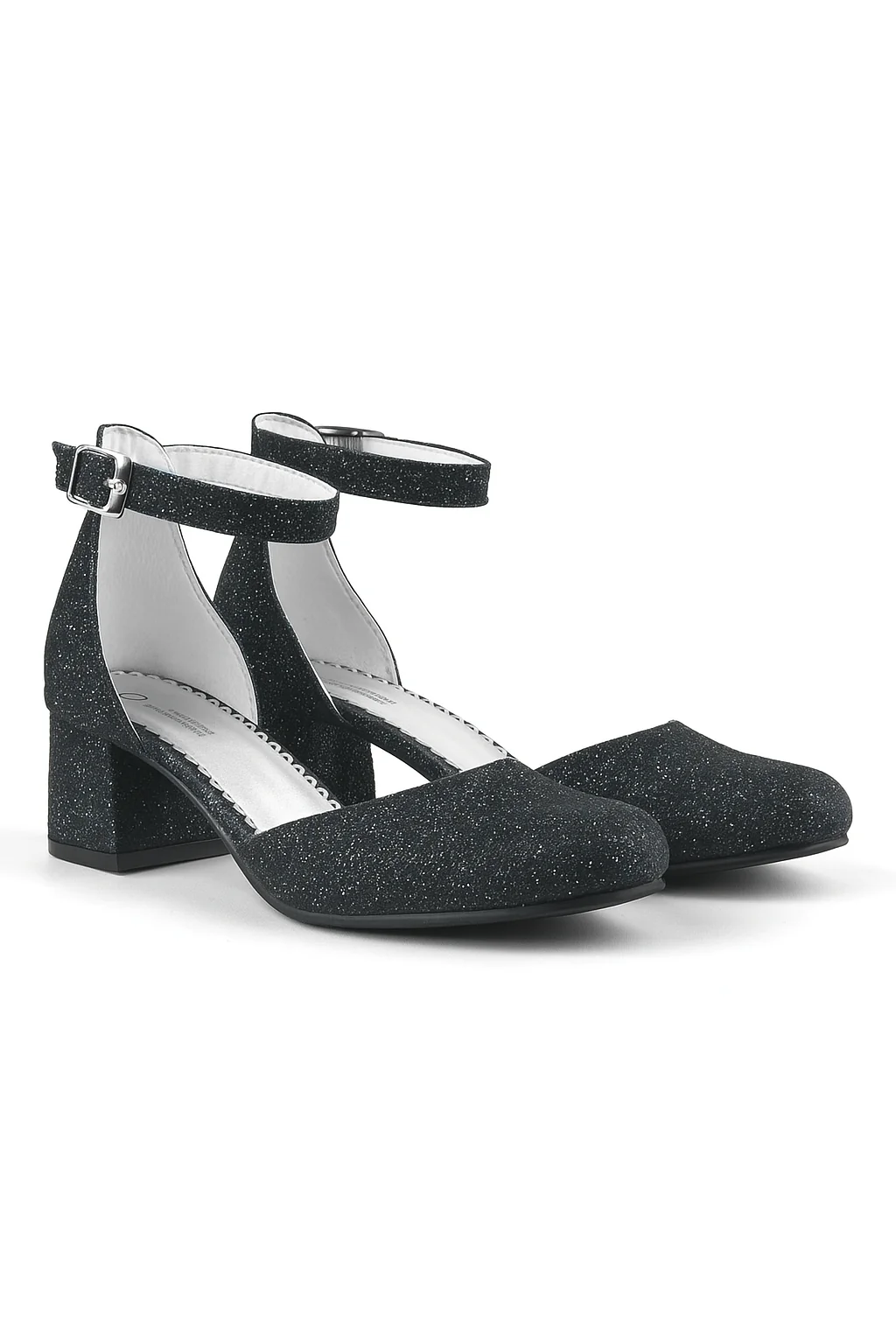 Girls Glittery Block Heel Mary Janes Shoes - Merida - Black - Image 2