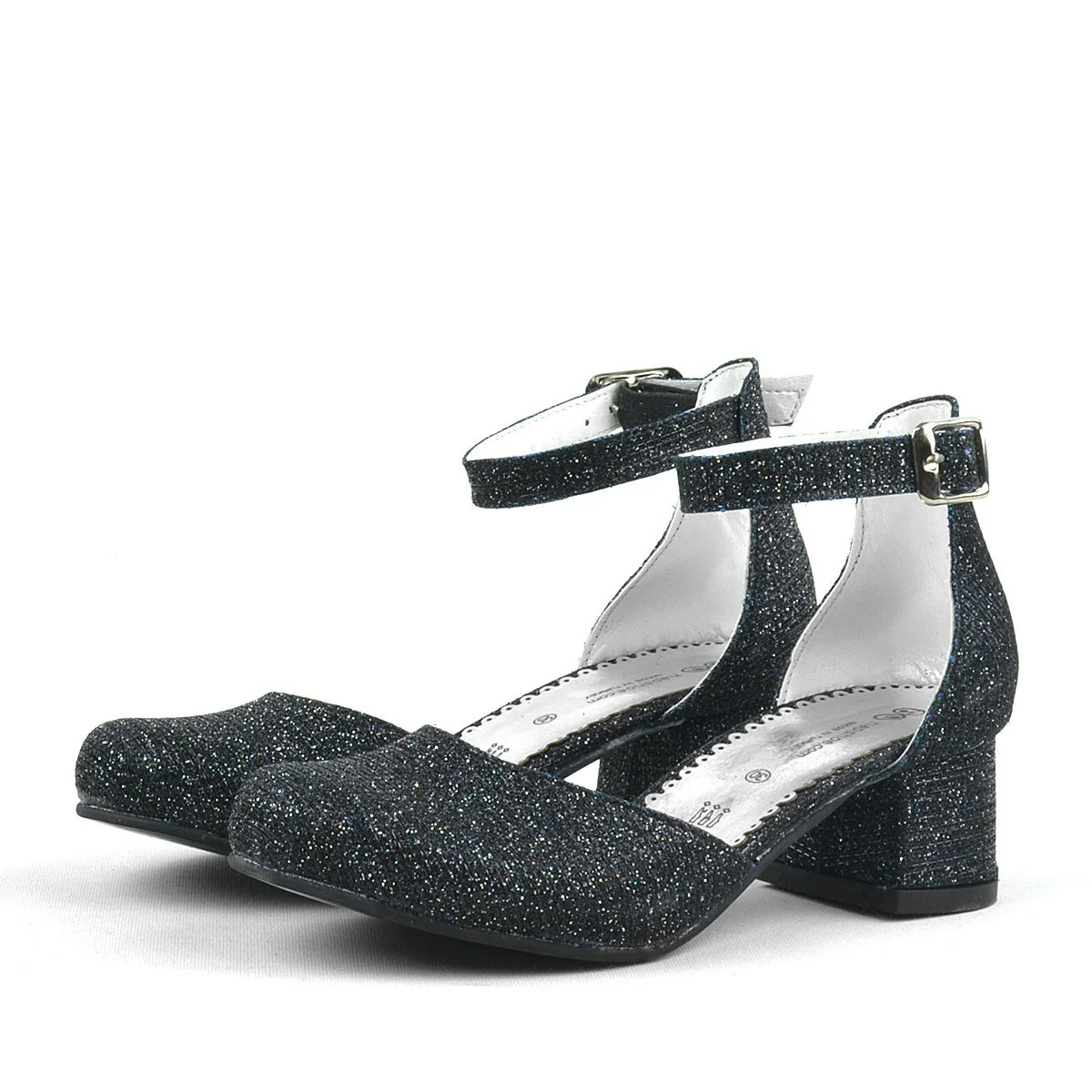 Girls Glittery Block Heel Mary Janes Shoes - Merida - Black - Image 3
