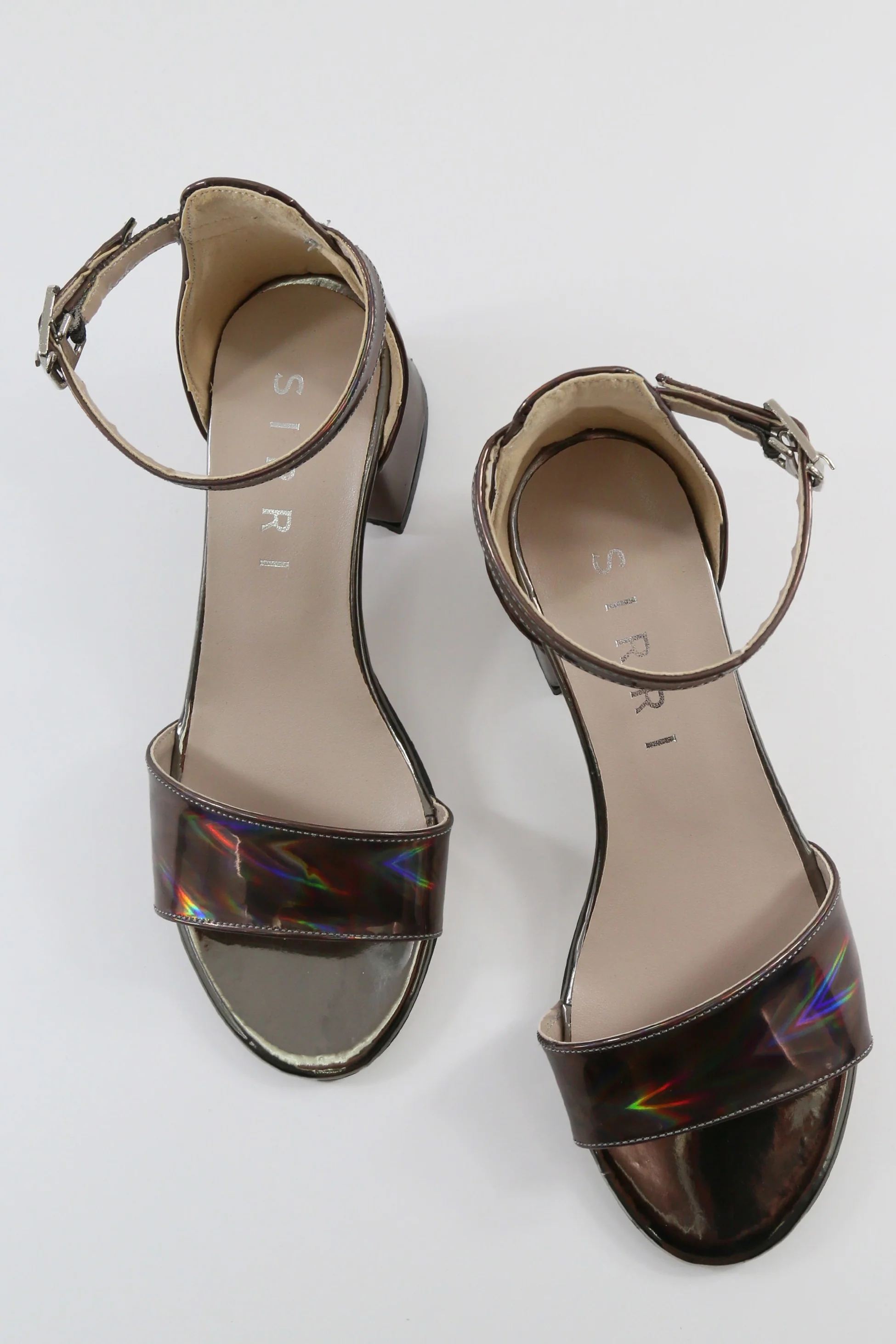 Girls Iridescent Block Heels Patent Sandals - NOVA - Dark Silver - Image 5