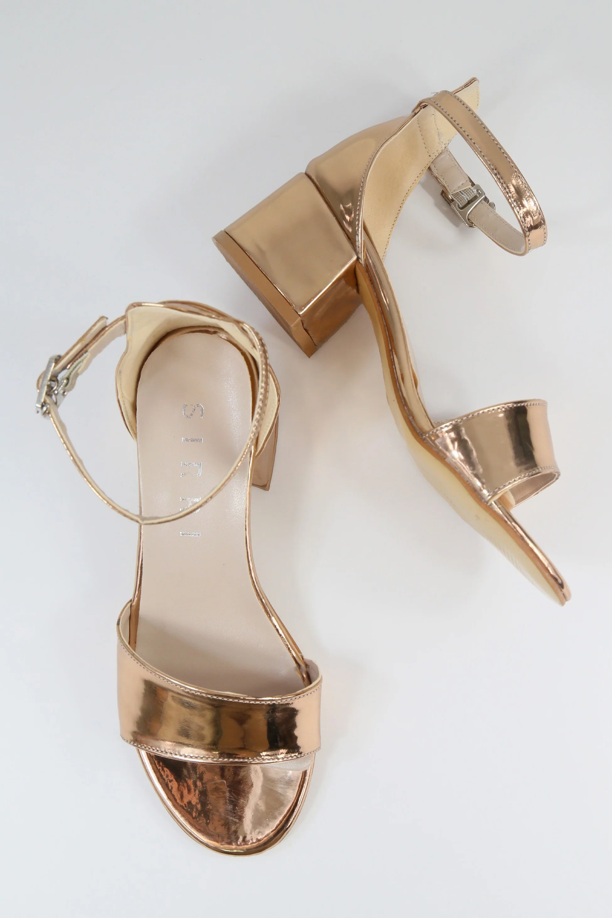 Girls Iridescent Block Heels Patent Sandals - NOVA - Gold - Image 4