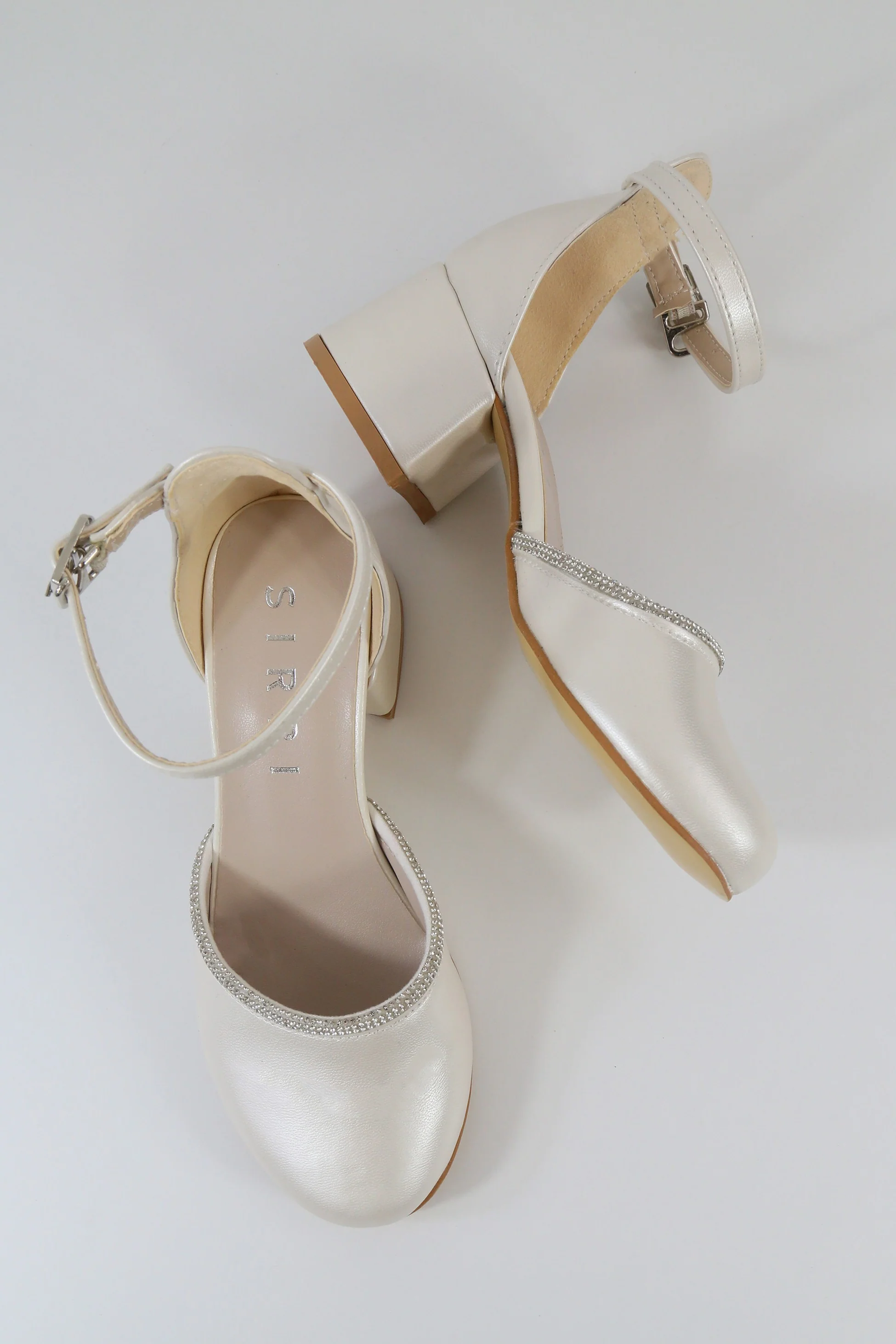 Girls' Ivory Block Heel Shoes With Rhinestone Trim – CHARM - Ivory - Image 5
