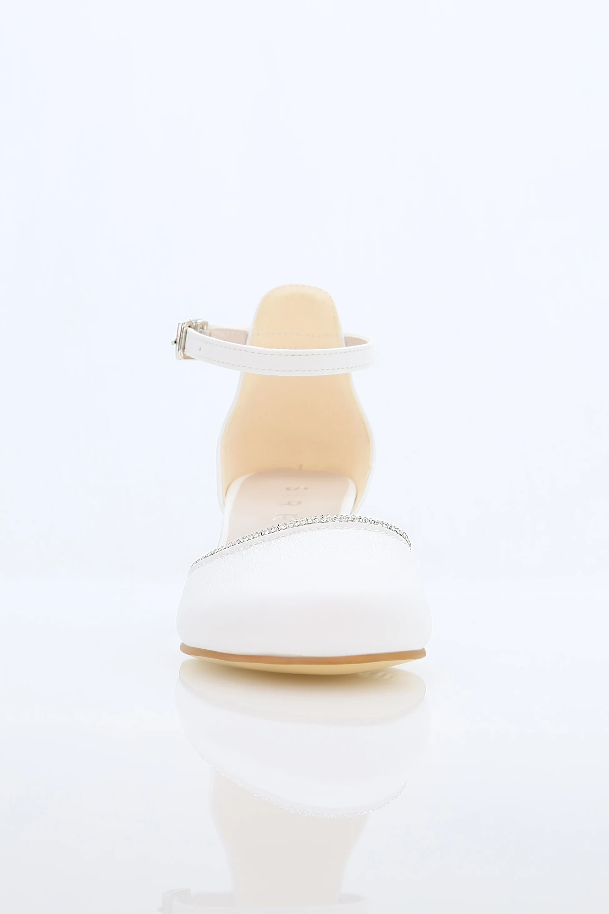 Girls' Ivory Block Heel Shoes With Rhinestone Trim – CHARM - White - Image 4