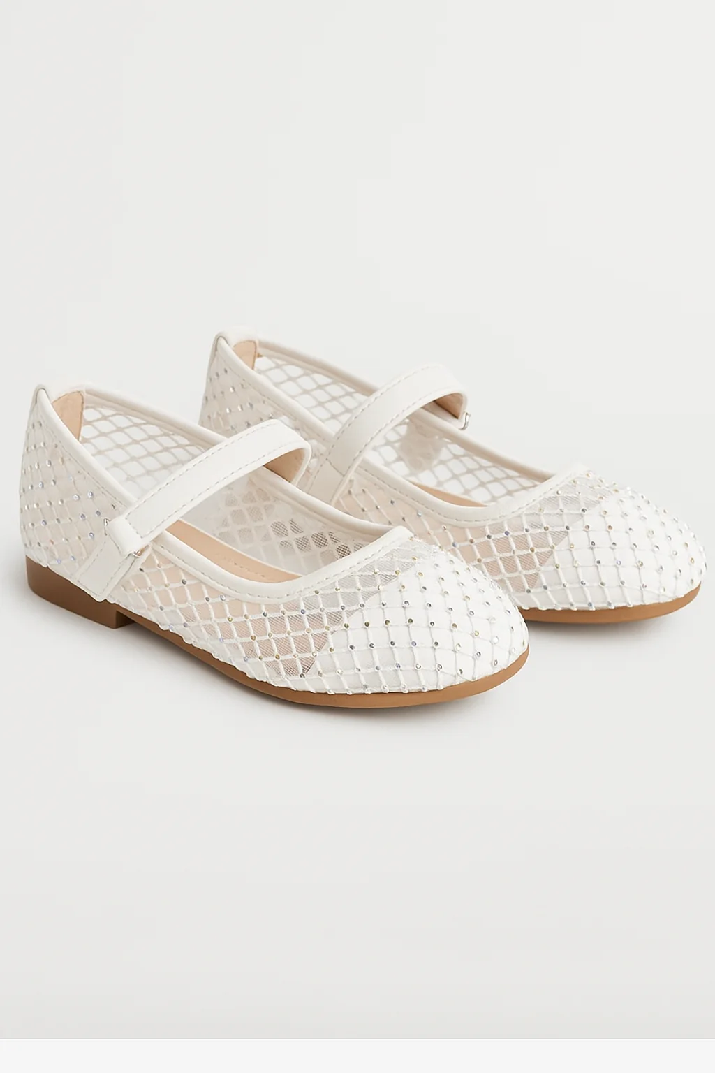 Girls Ivory Mesh Mary Jane Ballerina Flats - FREYA - Image 3