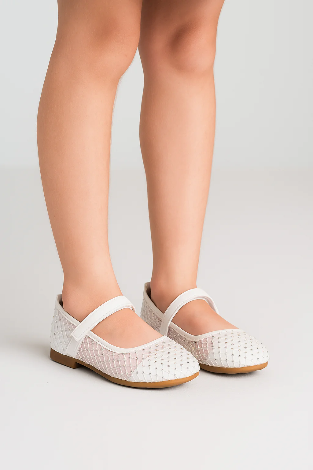 Girls Ivory Mesh Mary Jane Ballerina Flats - FREYA - Image 4