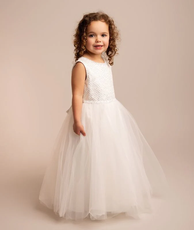 Girls’ Ivory Sequin & Tulle Dress - Danna - Image 2