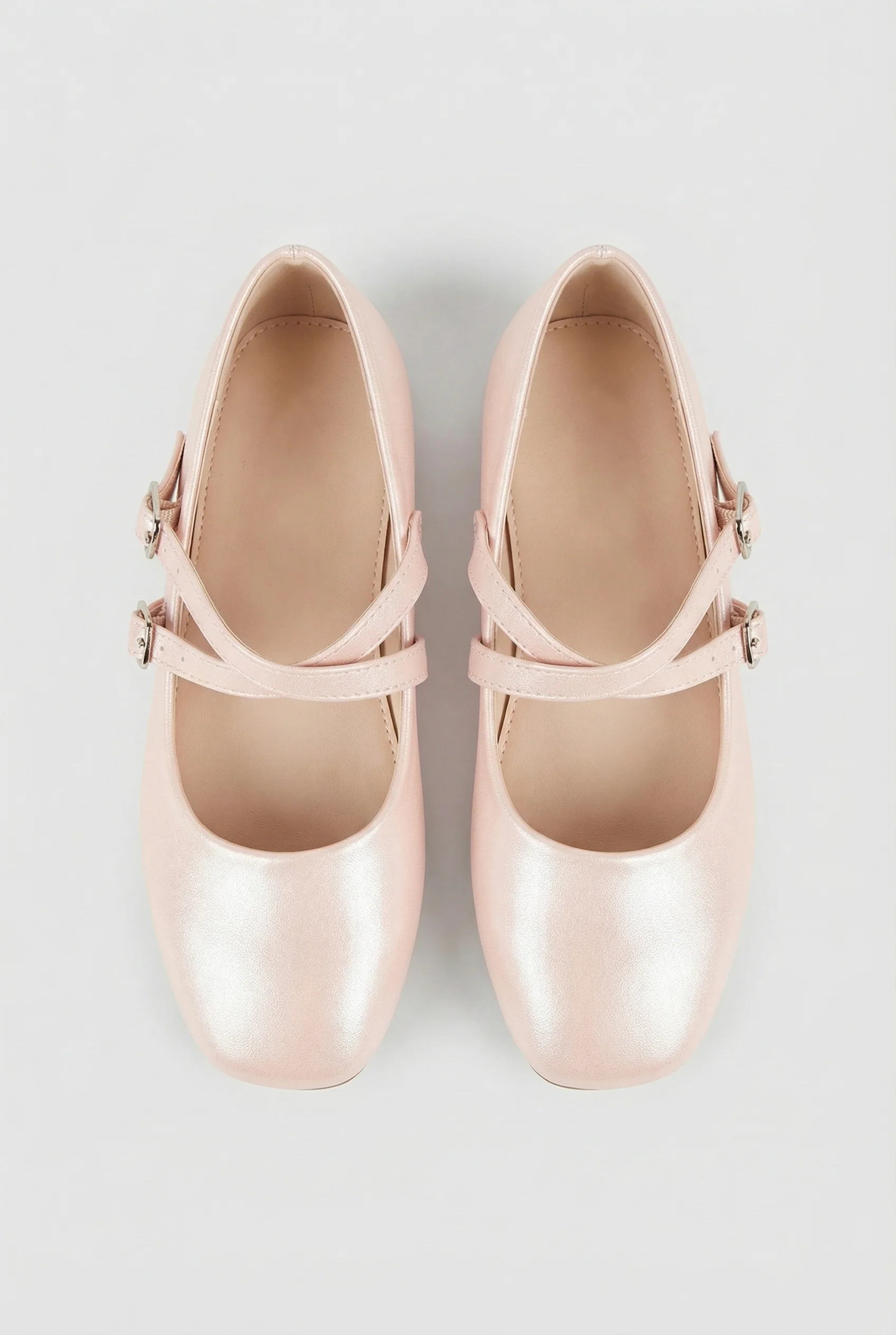 Girls Mary Jane Flat Shoes with Double Straps - Alyssa Pink - Image 2