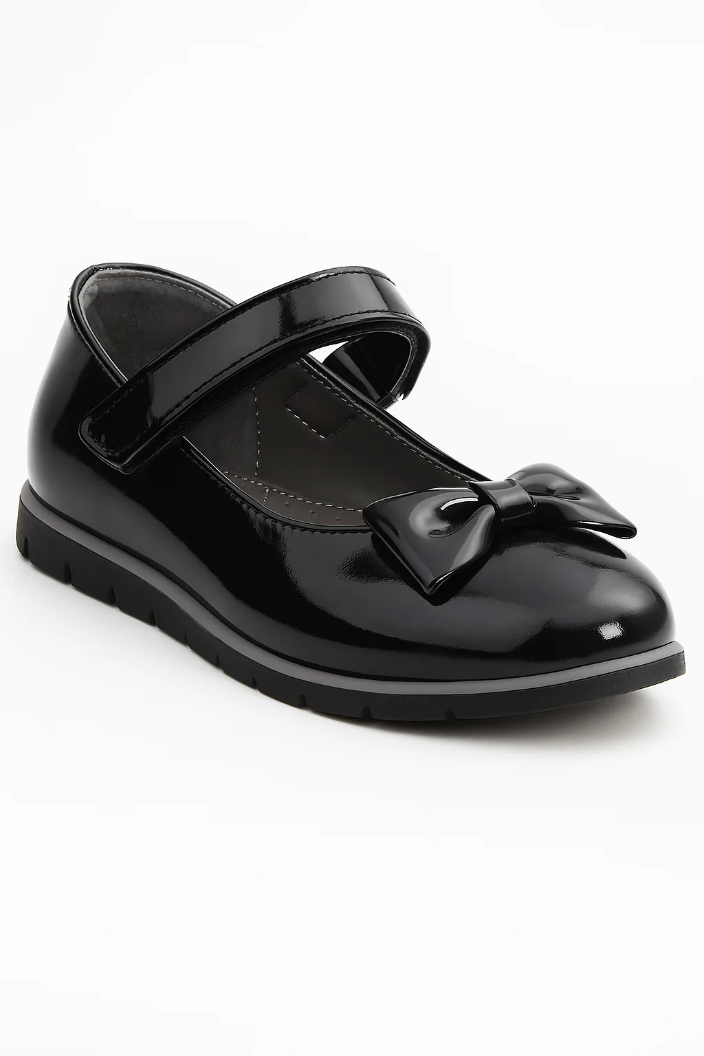 Girls Patent Flat Mary Jane Shoes - Black