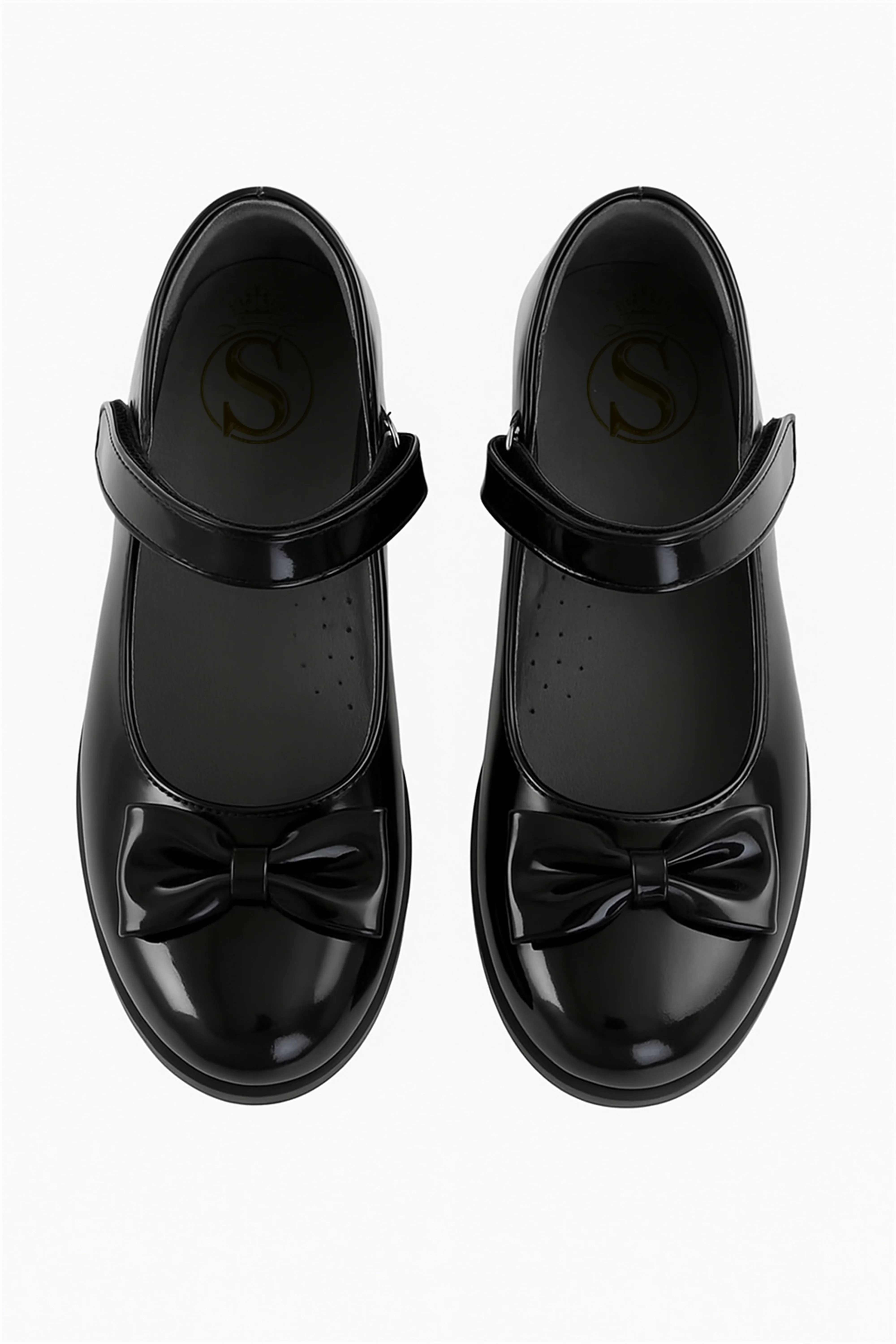 Girls Patent Flat Mary Jane Shoes - Black - Image 2