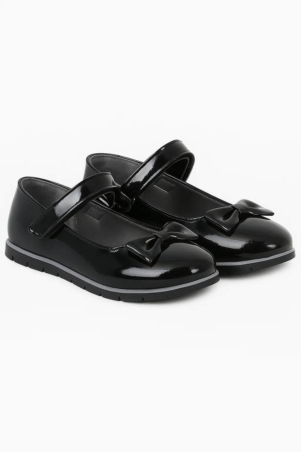 Girls Patent Flat Mary Jane Shoes - Black - Image 3