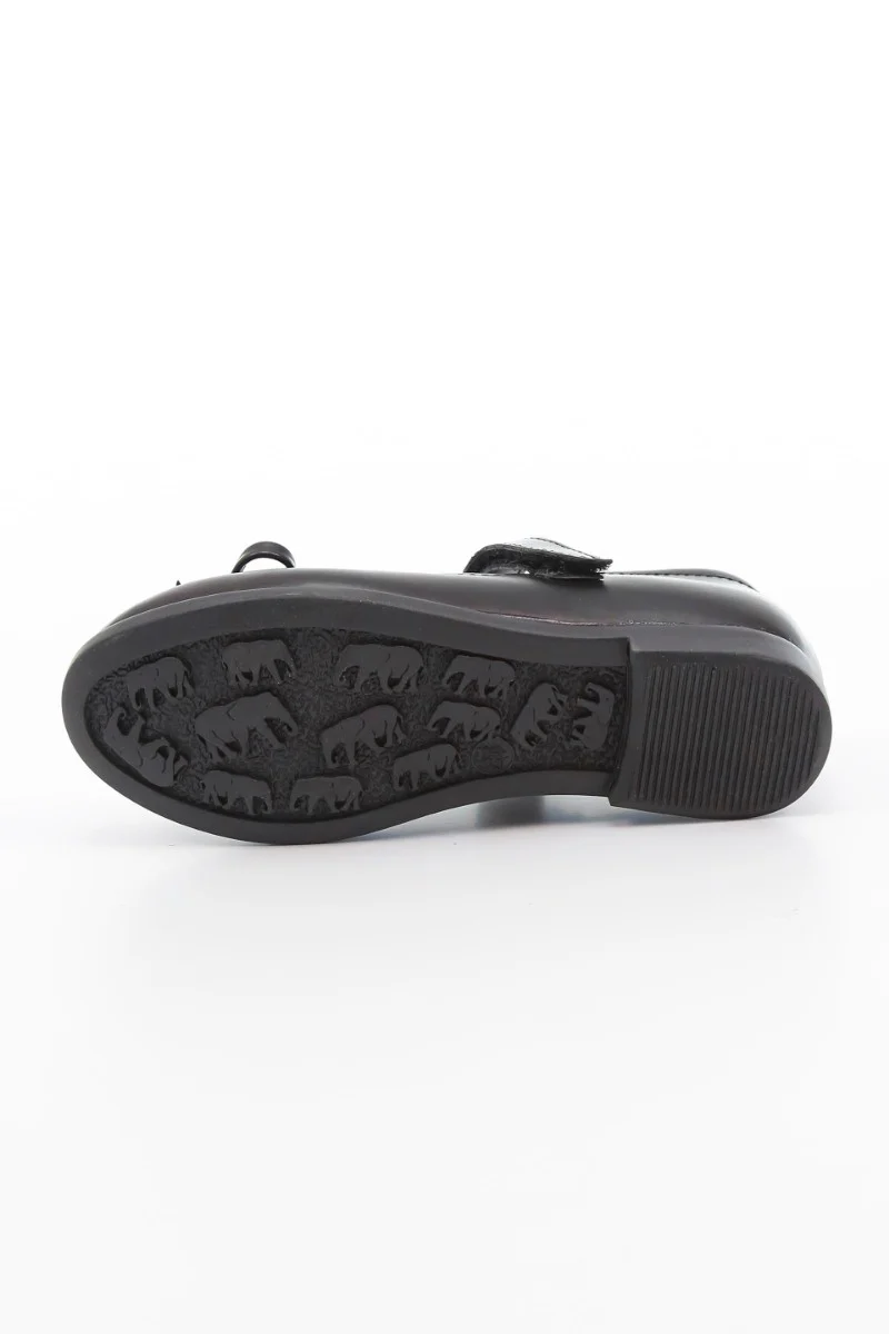 Girls Mary Jane Flat Dress Shoes - ANNA - Mat Black - Image 5