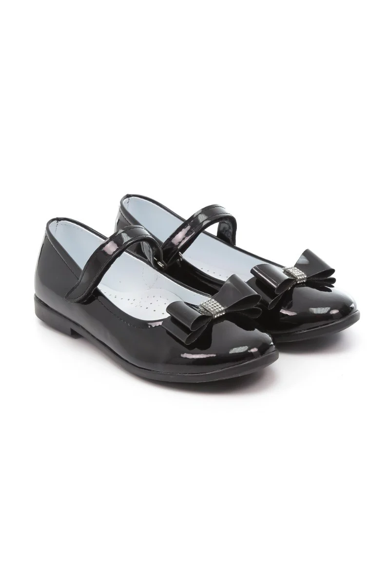 Girls Mary Jane Flat Patent Dress Shoes - LAYLA - Black - Image 2