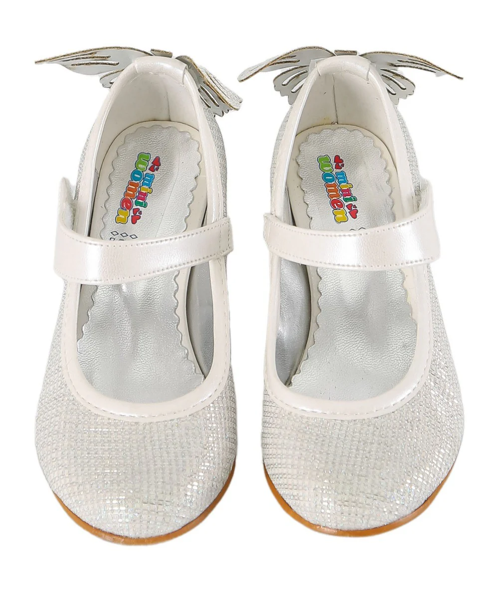 Girls Block Heel Sparkly Mary Jane Shoes - White - Image 5