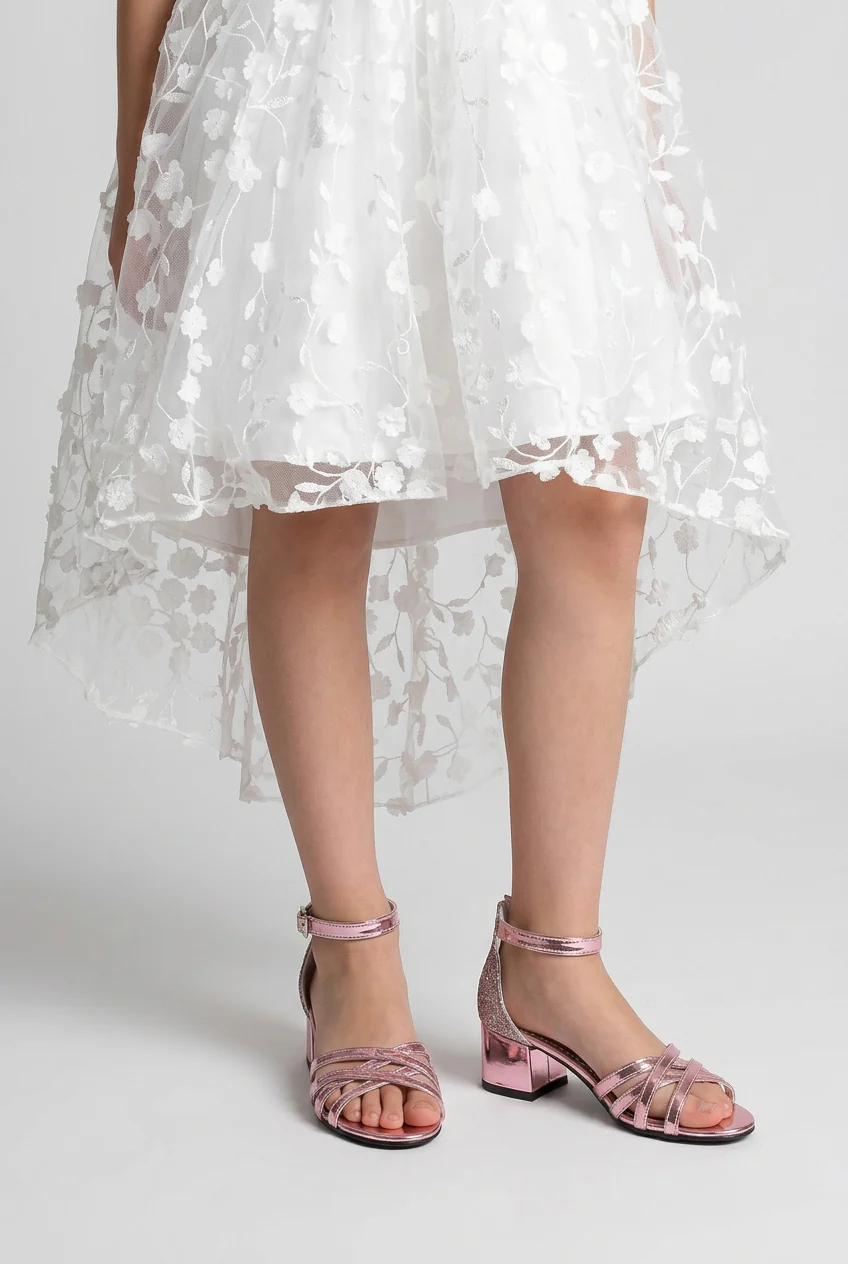 Girls Strappy Block Heel Sandals - Pink - Image 4
