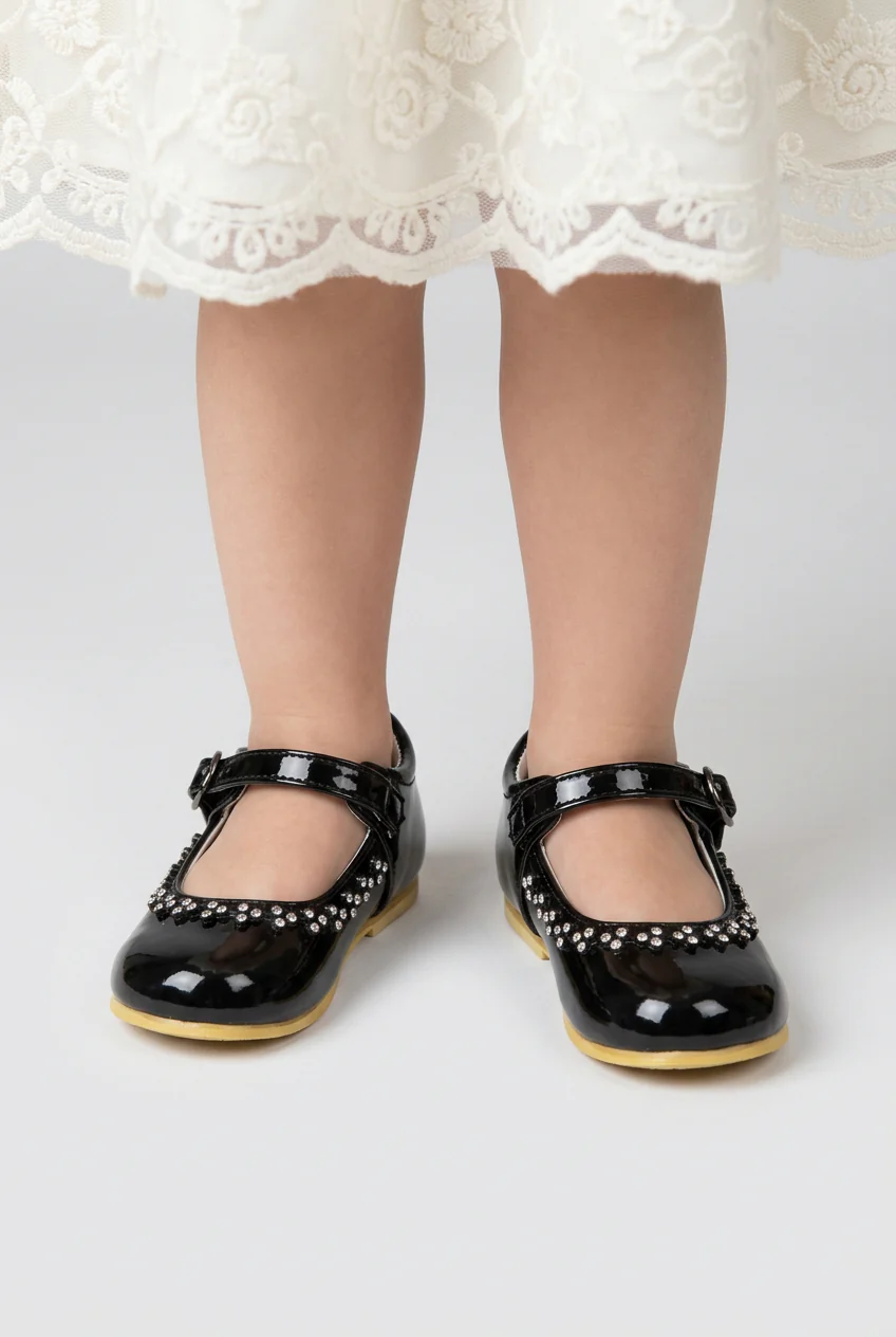 Girls Patent Mary Jane Shoes with Diamante Trim - Image 5