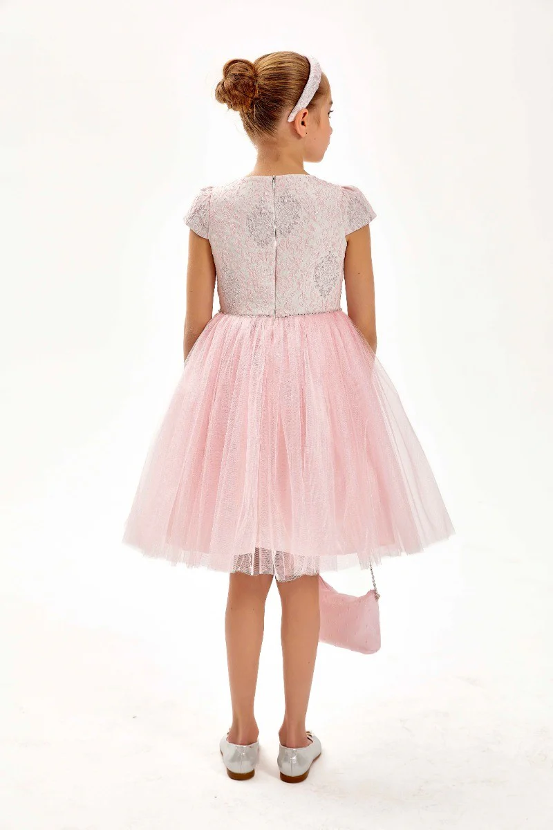 Girls Patterned Pink Kafdress Set - Pink - Image 4