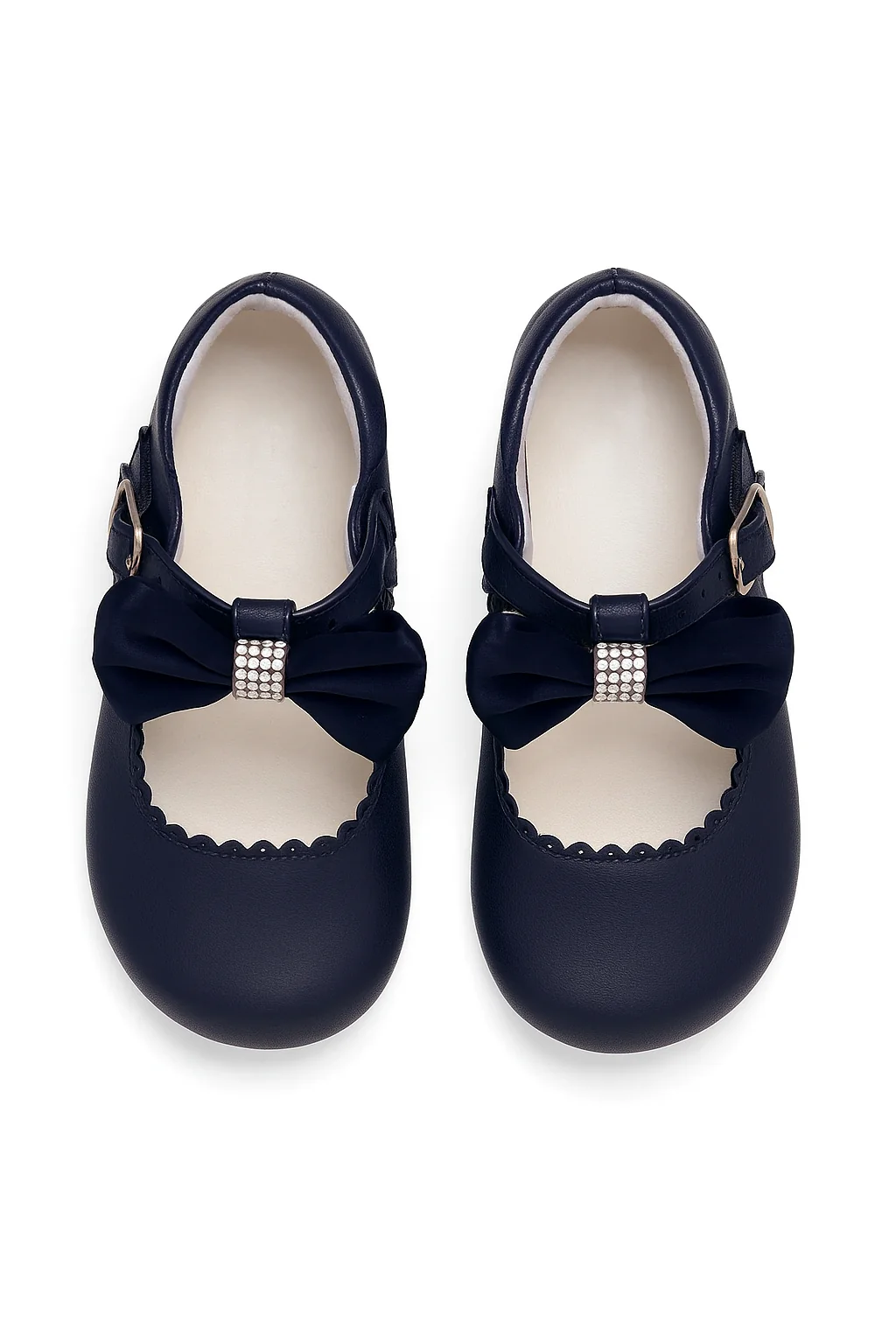 Girls Rhinestone Mary Jane Shoes with Bow – ZURI - Navy Blue - Image 2